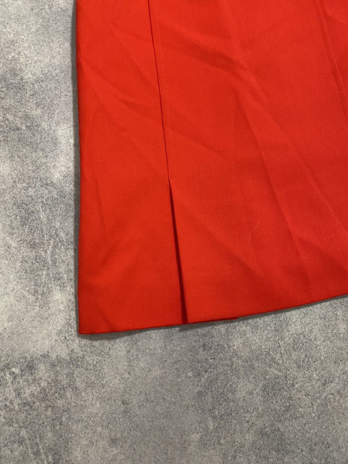 Celine × Vintage Vintage 90s Celine Red Wool Midi Skirt Size 32" / US 10 / IT 46 - 2 Thumbnail