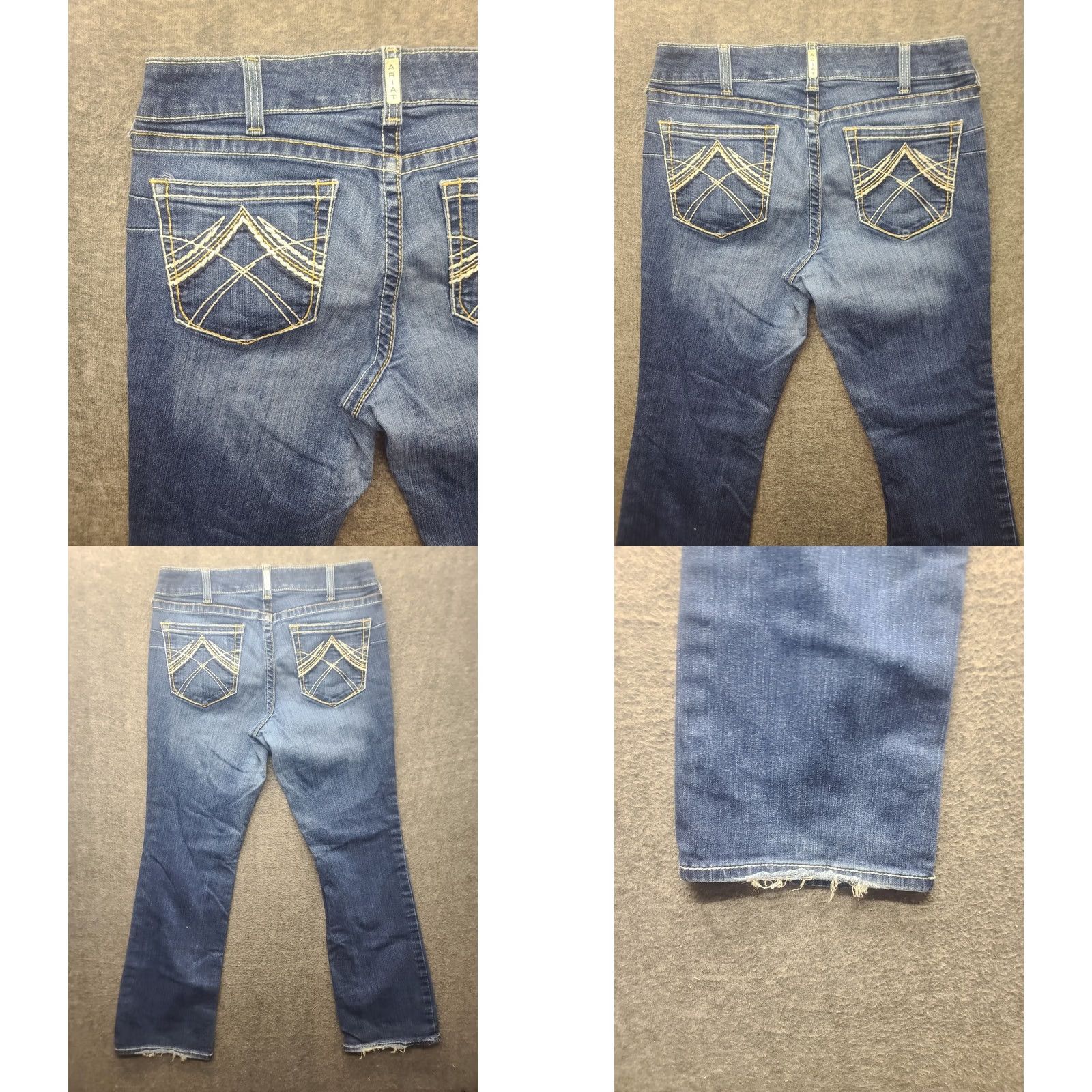 Ariat Ariat REAL Denim Jeans Womens 32x33 Regular Bootcut Stretch Distressed Blue Jeans Regular Fit Cowboy Horse Rodeo Cowgirl Mens Girls Size 24" / US 00 / IT 34 - 9 Thumbnail