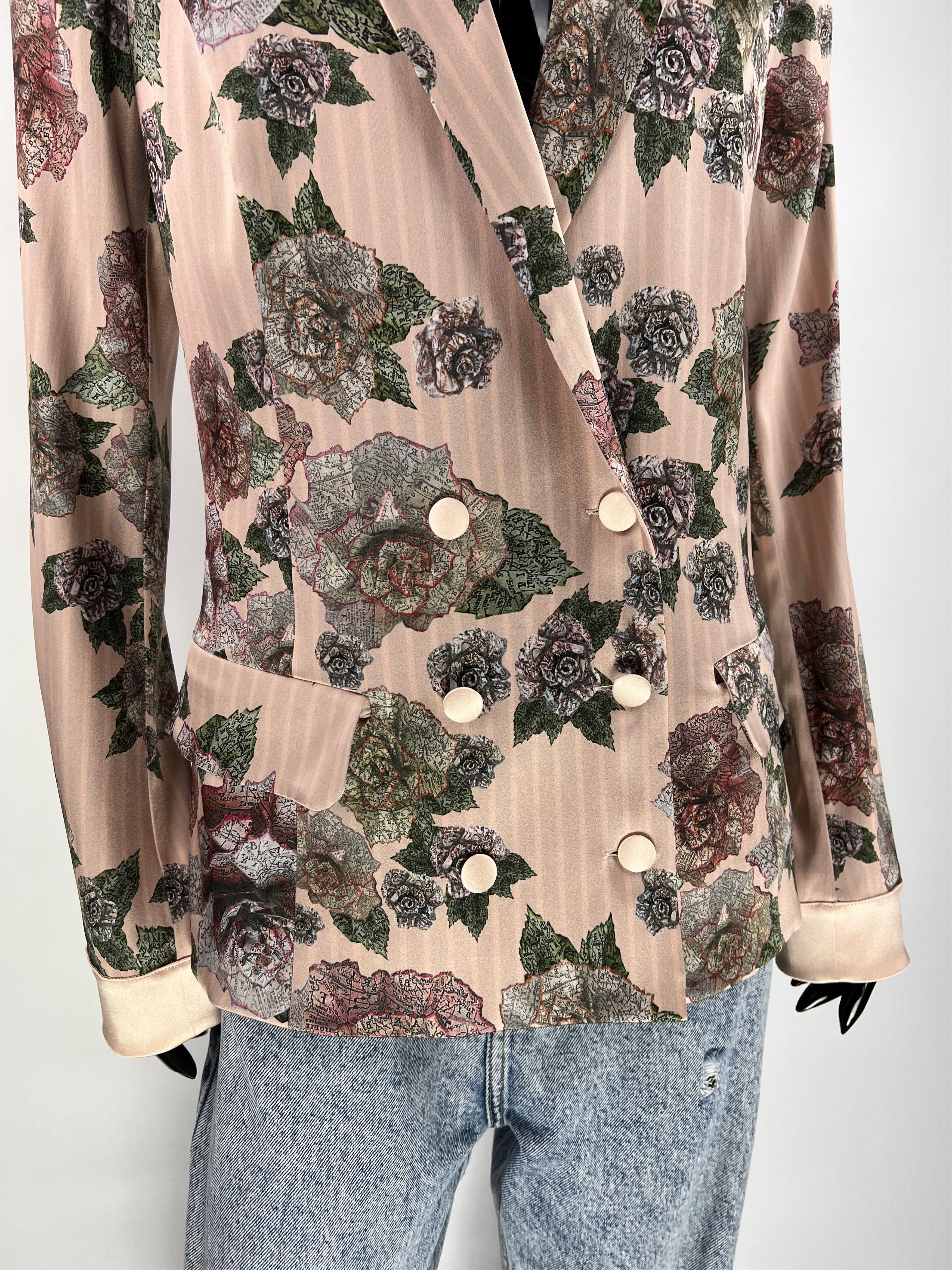 La Perla La Perla Floral Printed Double Breasted Silk Blazer Jacket Size M / US 6-8 / IT 42-44 - 5 Thumbnail