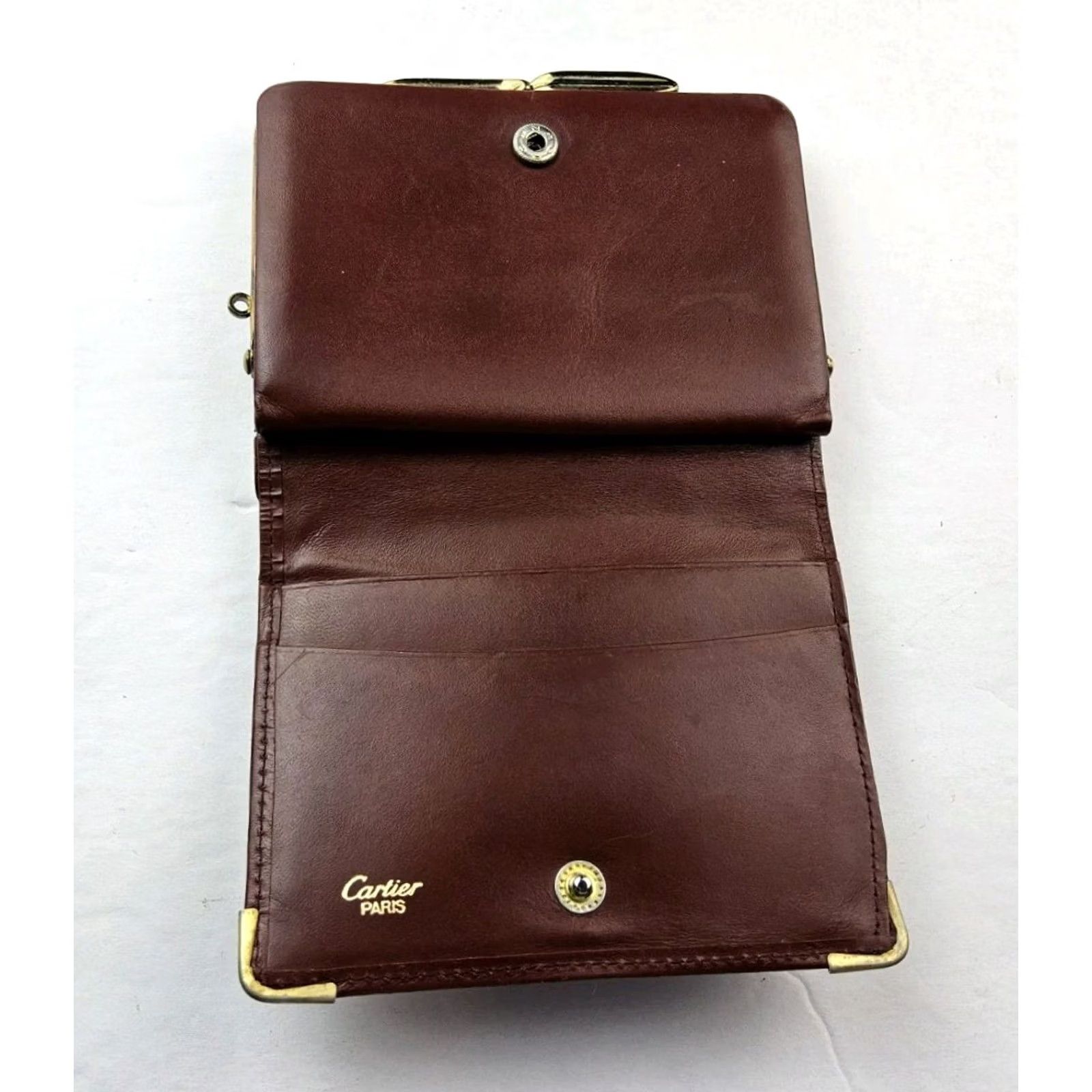 Cartier Cartier Wallet Burgundy Leather Bifold Snap Kisslock Wallet Women Size ONE SIZE - 3 Thumbnail