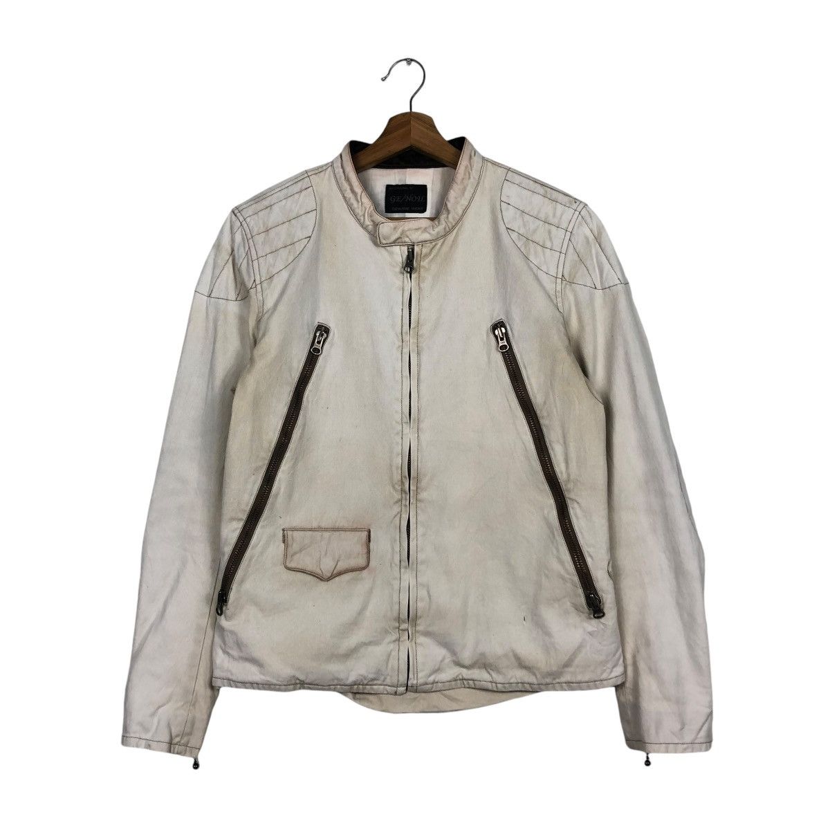 Japanese Brand 🔥CROPPED BIKER LEATHER JACKET COWHIDE GE/NOIL GENUINE WEAR Size US L / EU 52-54 / 3 - 3 Thumbnail