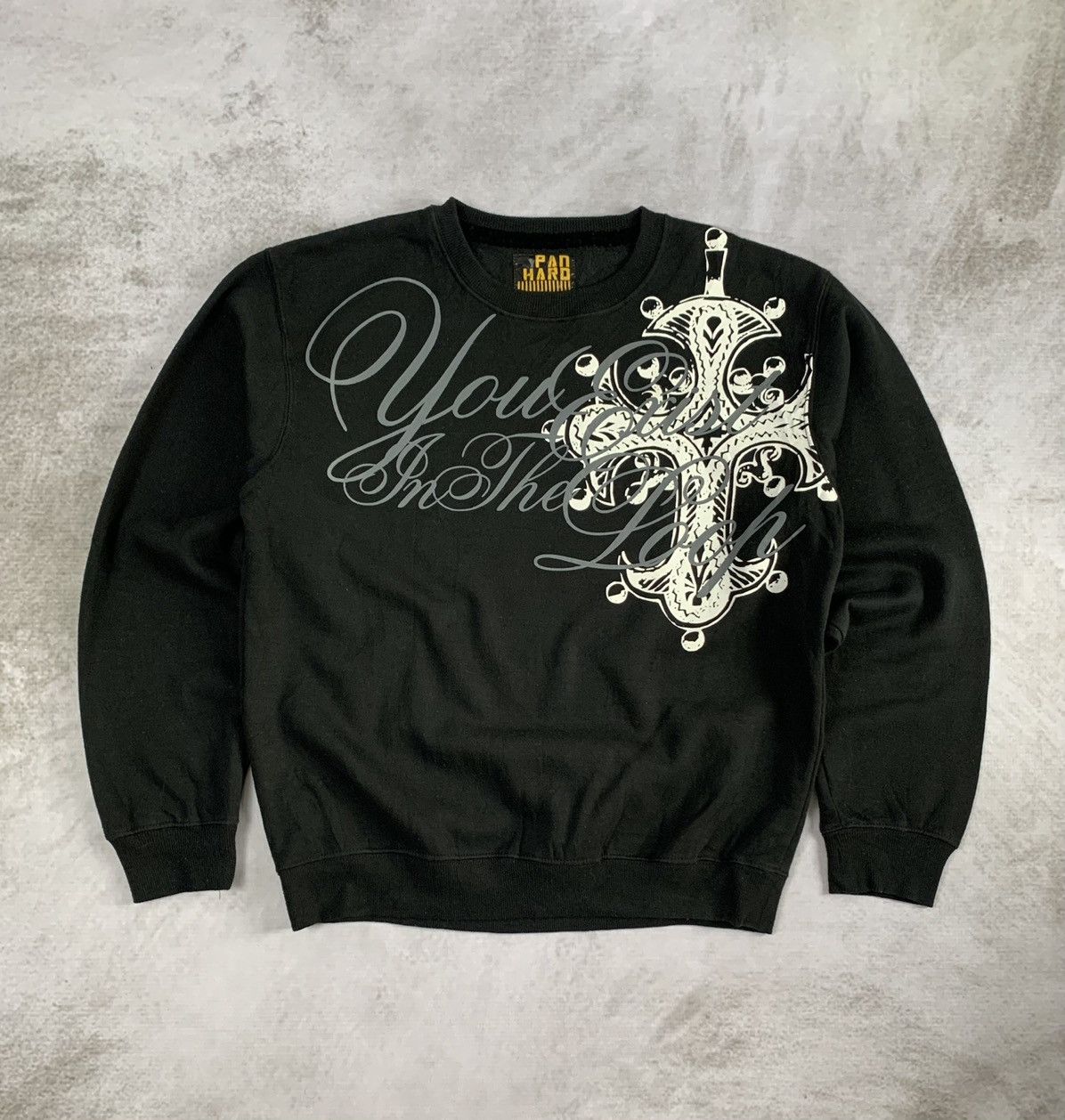 image of Avant Garde 90's Panhard Japan Cross Logo Sweatshirt in Black, Men's (Size Medium)