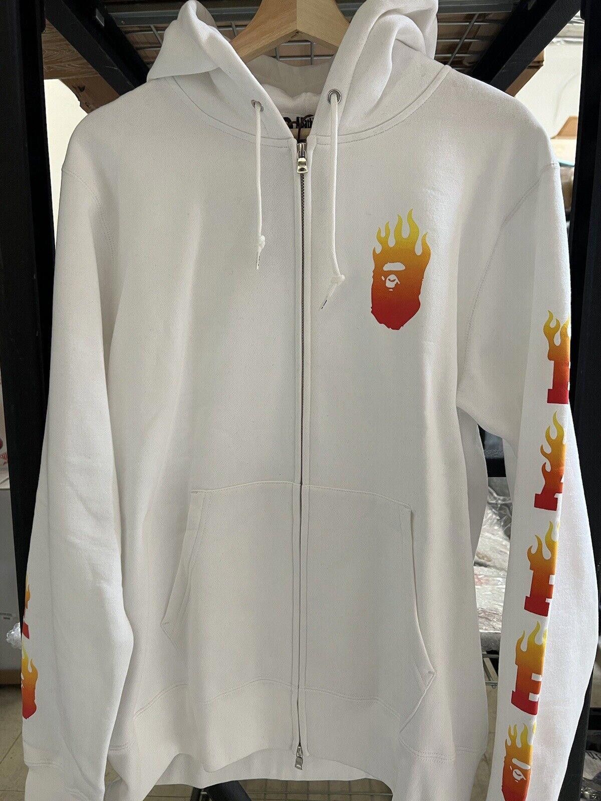 Bape A Bathing Ape BAPE FLAME Fire Logo Zip up hoodie Sz XL White Size US XL / EU 56 / 4 - 2 Thumbnail