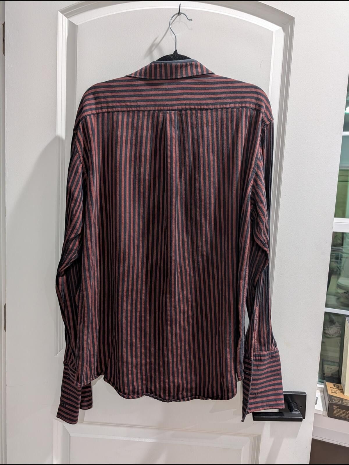 Other Steven Land Burgundy Stripe Dress Shirt Size 38R - 4 Thumbnail