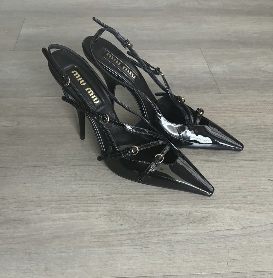 Miu Miu Miu Miu Patent Leather Slingback Pumps Size US 10 / IT 40 - 2 Thumbnail