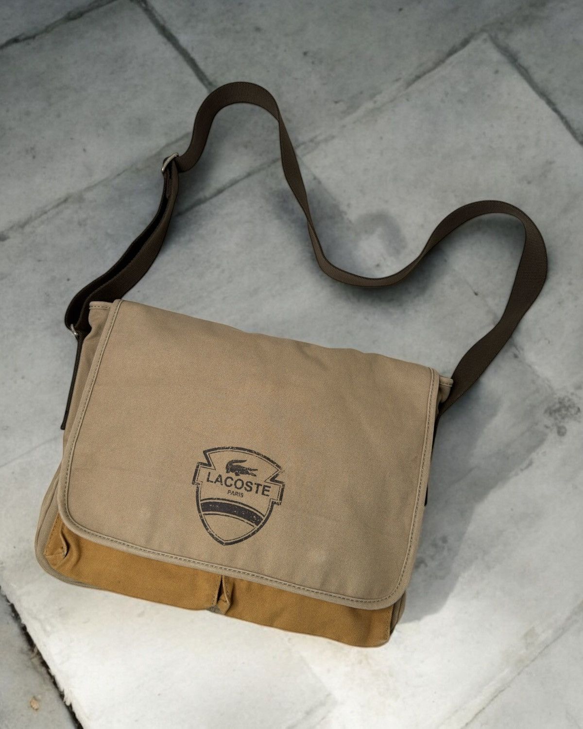 Hysteric Glamour x If Six Was Nine Vintage Lacoste Messenger Bag Y2K Swag Japanese Avant Garde in White
