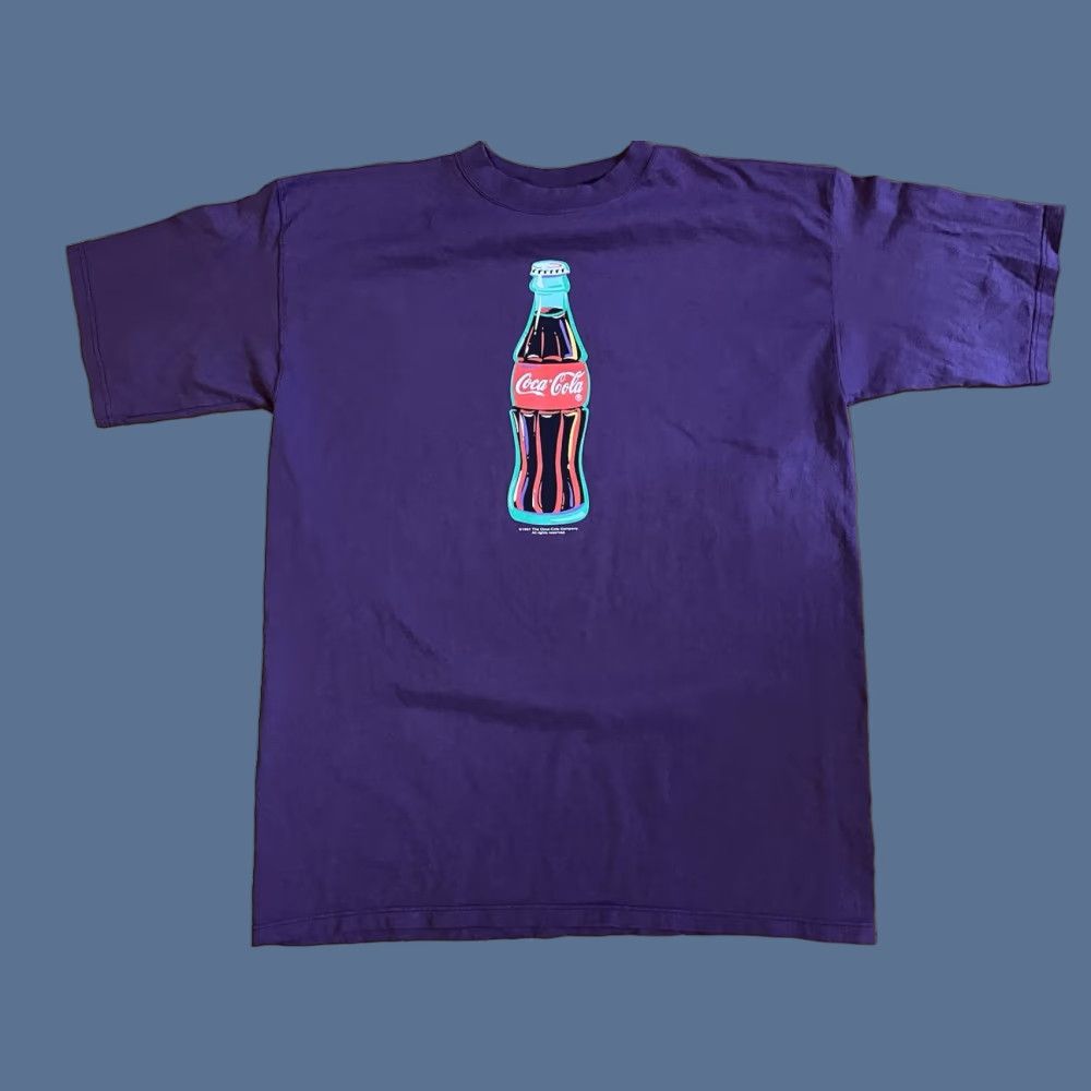 Vintage VINTAGE Coca Cola Shirt Coca Cola Logo Graphic Print 90s Men’s XL Purple White Crew Neck Short Sleeve T-Shirt Size US XL / EU 56 / 4 - 1 Thumbnail
