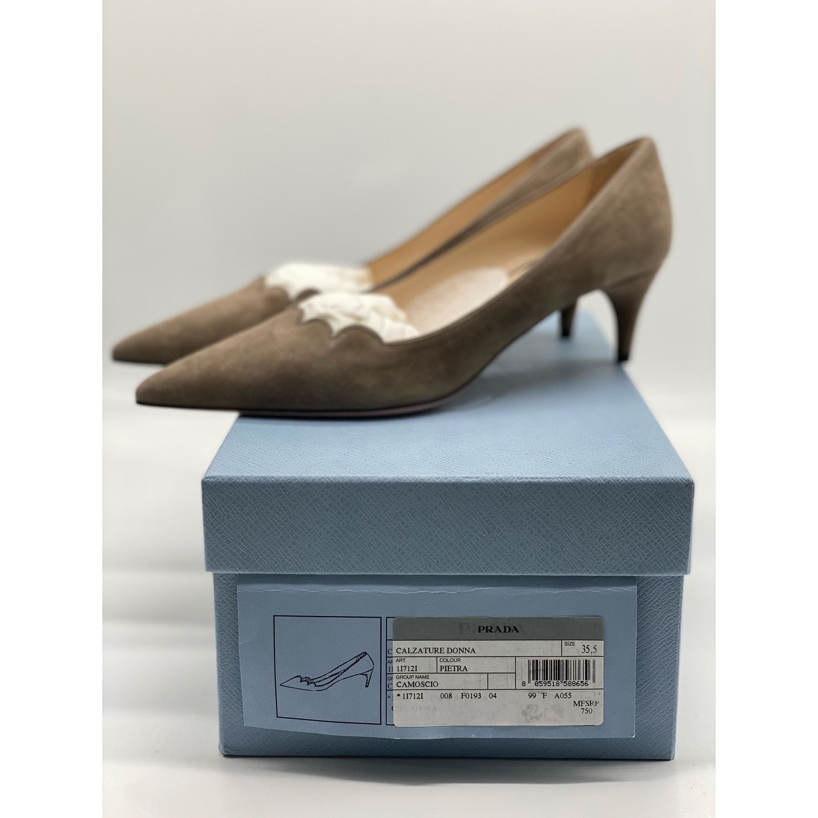 Prada Prada Pietra Suede Scallop Pointed Pumps sz. 35.5 eu Size US 5.5 / IT 35.5 - 5 Thumbnail