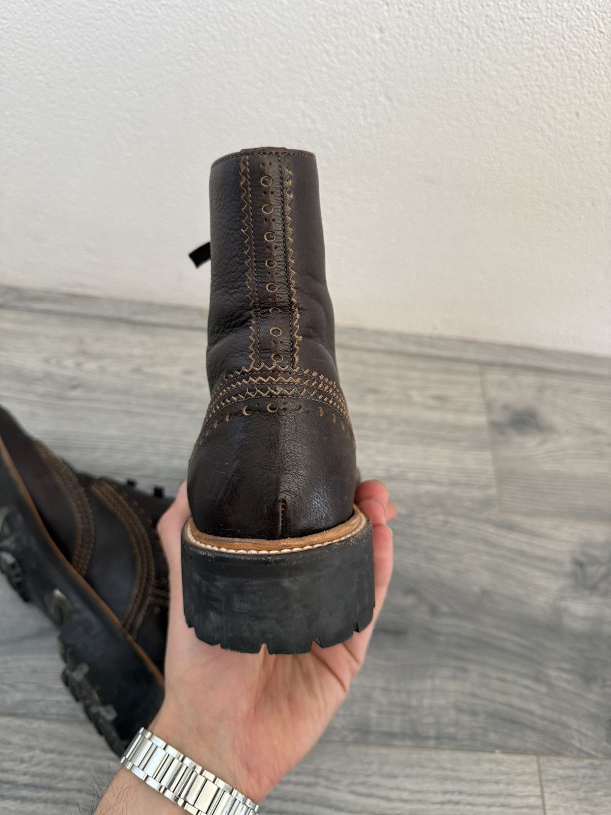 Givenchy Brown Brogue Combat Boots with Lug Sole Size US 7 / EU 40 - 16 Thumbnail