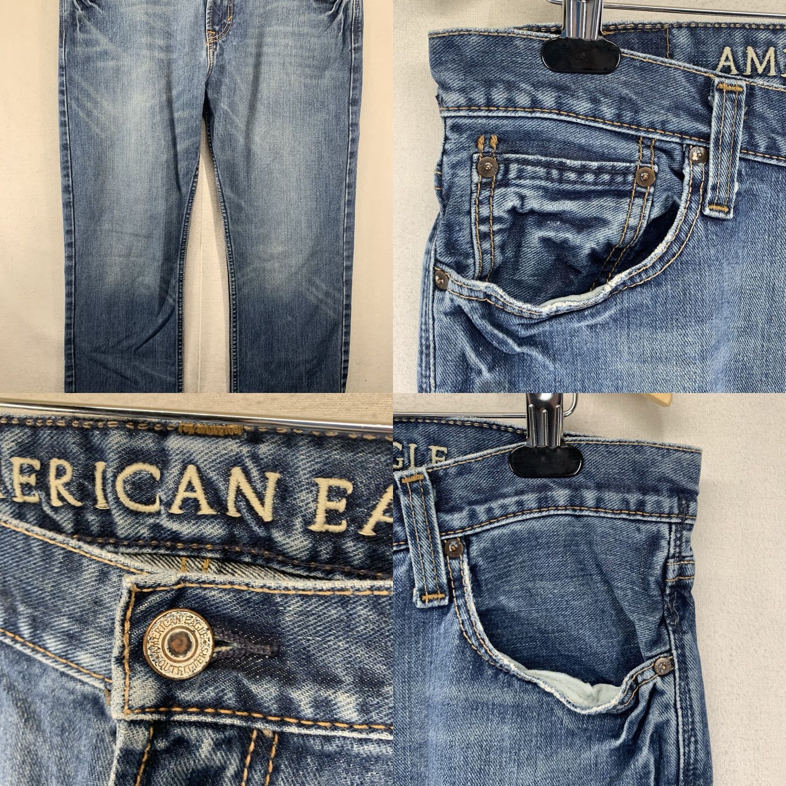 American Eagle Outfitters American Eagle Jeans Mens 34x34 36x34 Slim Medium Wash Distressed Soft Tag Size US 34 / EU 50 - 8 Thumbnail