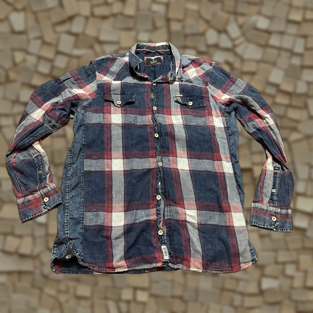 Buffalo David Bitton Buffalo by David Bitton Shirt Men XL Red Blue Plaid Button Up Long Sleeve Size US XL / EU 56 / 4 - 1 Thumbnail