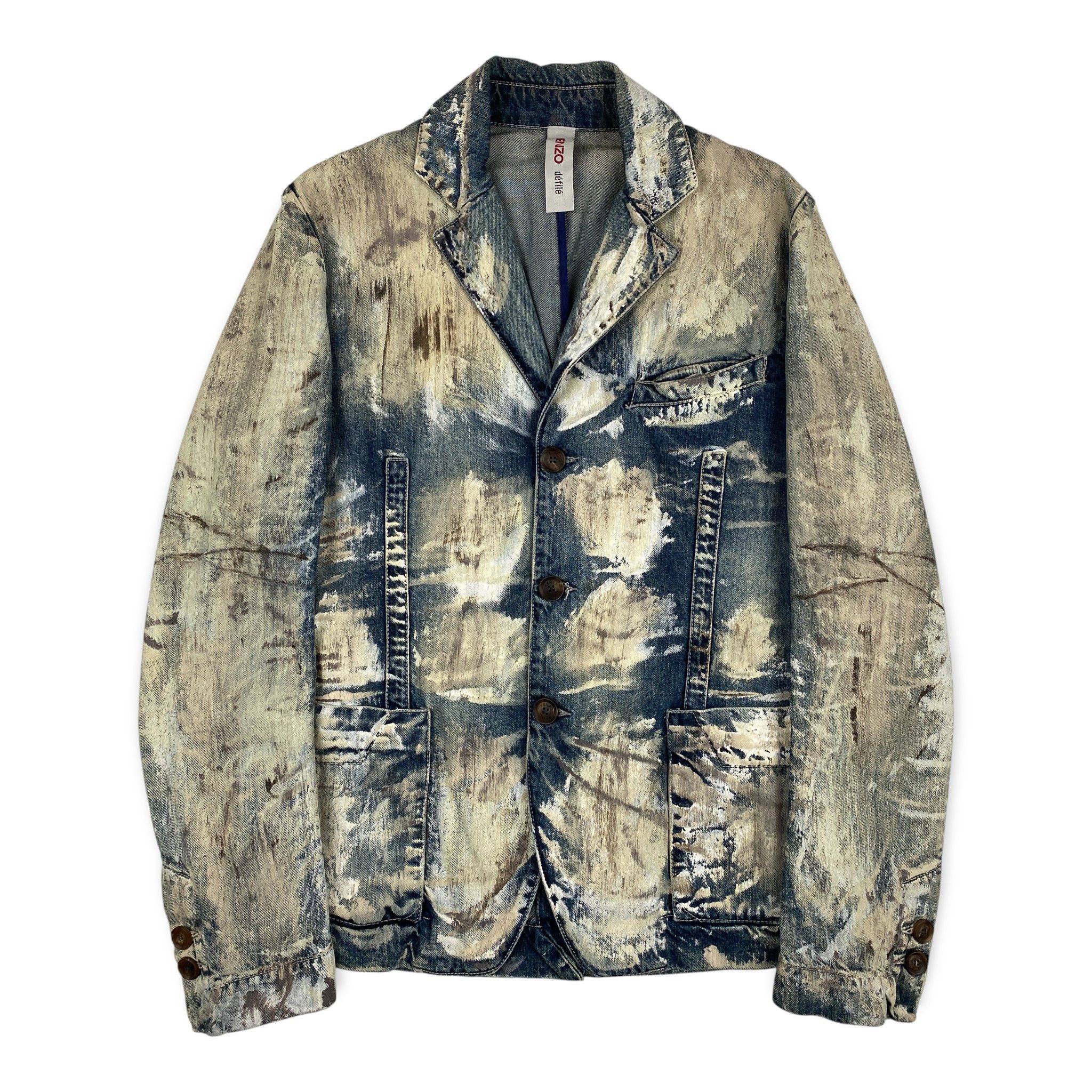 Kenzo Paint Splattered Denim Suit Jacket Size US M / EU 48-50 / 2 - 1 Thumbnail