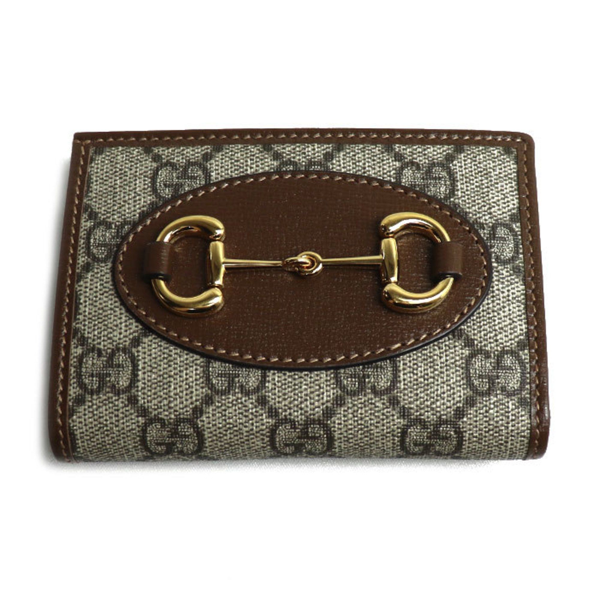 Gucci GUCCI Horsebit 1955 Card Case Wallet Bifold Beige/Ebony ?726846 92TCG 8563 Women's Size ONE SIZE - 1 Thumbnail