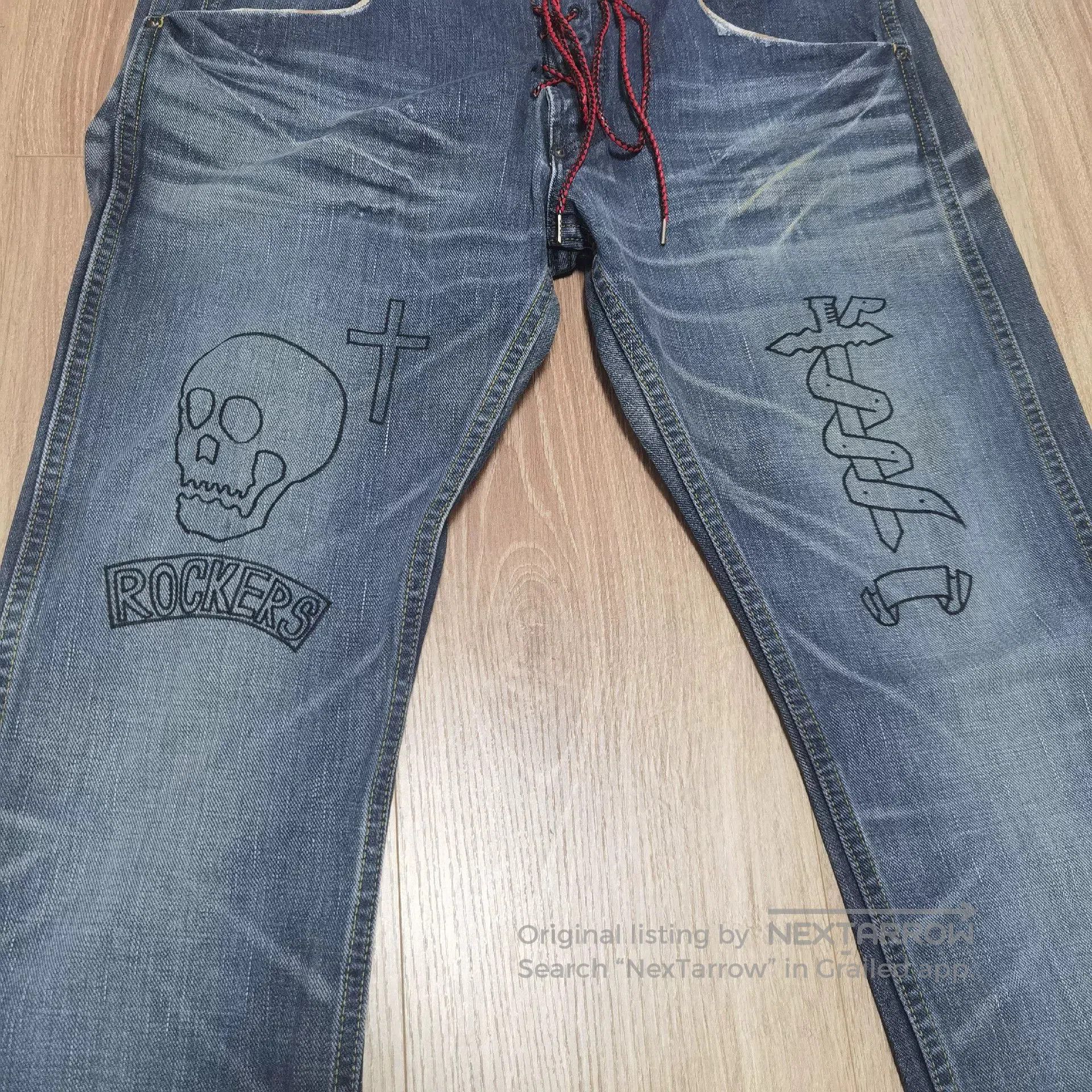 Lee Lee Riders Japanese Graffiti Strap Jeans. Size US 36 / EU 52 - 3 Thumbnail