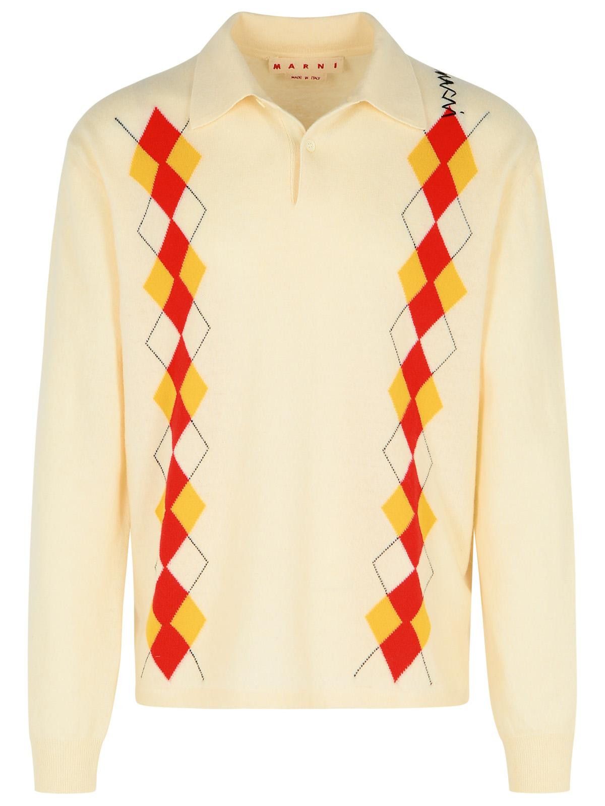 Marni MARNI Ivory Virgin Wool Polo Shirt Size US M / EU 48-50 / 2 - 1 Thumbnail