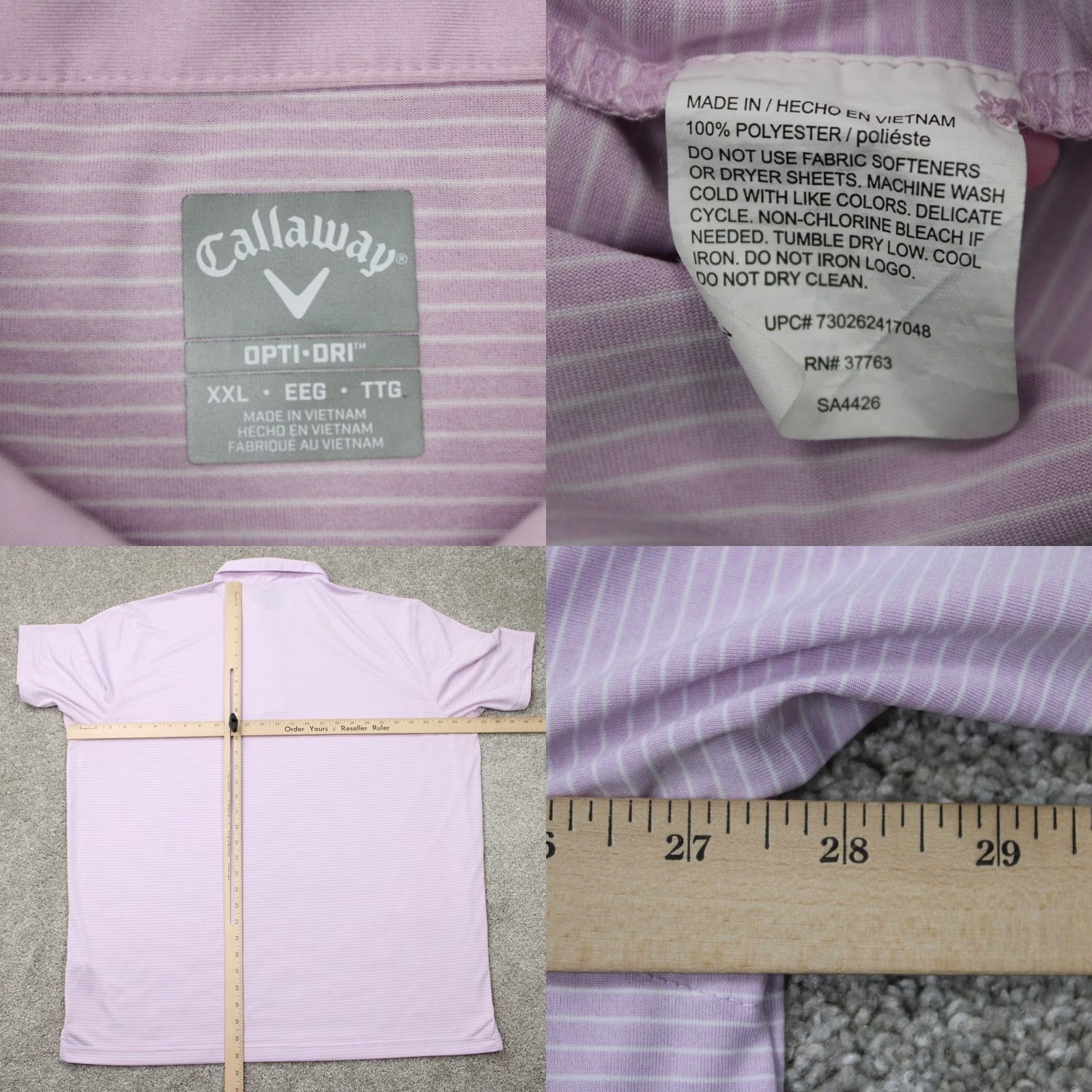 Callaway Callaway Opti-Dri Polo Shirt Mens 2XL Pink Short Sleeve Pullover Contact Logo Breathable Activewear Golf Shirt Size US XXL / EU 58 / 5 - 8 Thumbnail