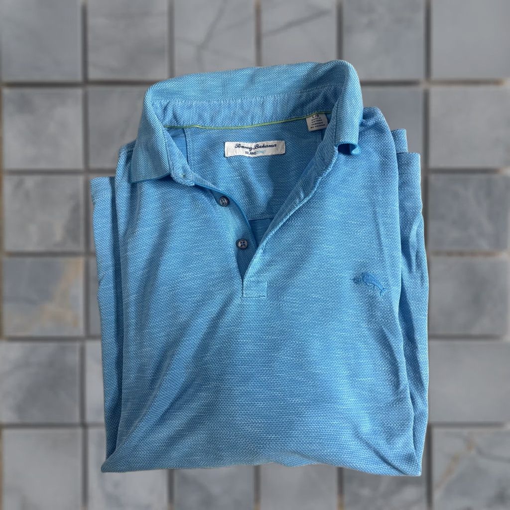 Tommy Bahama Tommy Bahama Polo Shirt Mens Large Blue IslandZone Marlin Logo Knit Golf Shirt Casual Polo Shirt Mens L Blue Island Zone Marlin Logo Knit Size US L / EU 52-54 / 3 - 1 Thumbnail