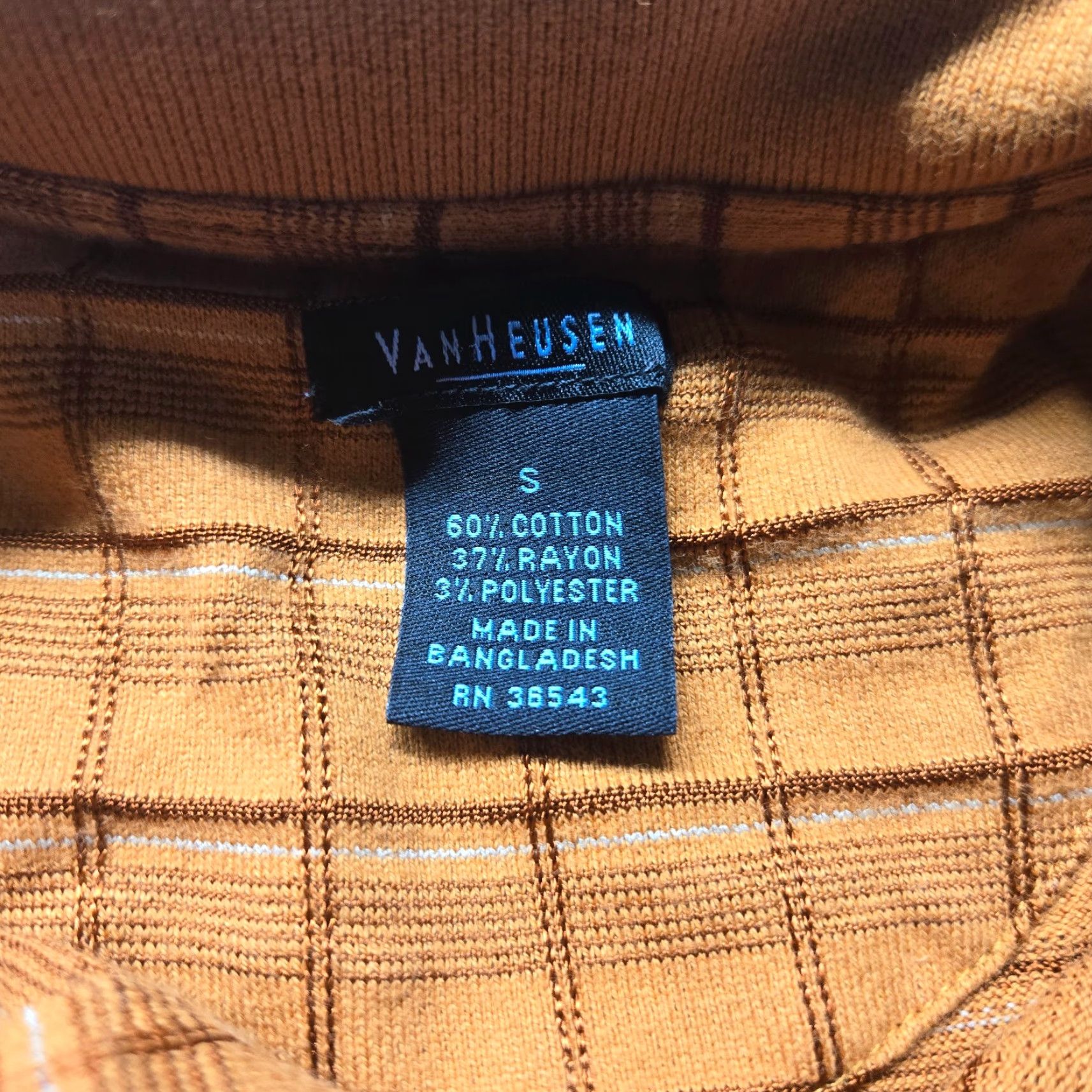 Van Heusen Van Heusen Shirt Polo Short Sleeve Adult S Orange Checkered Women’s Small Size 28" / US 6 / IT 42 - 3 Thumbnail