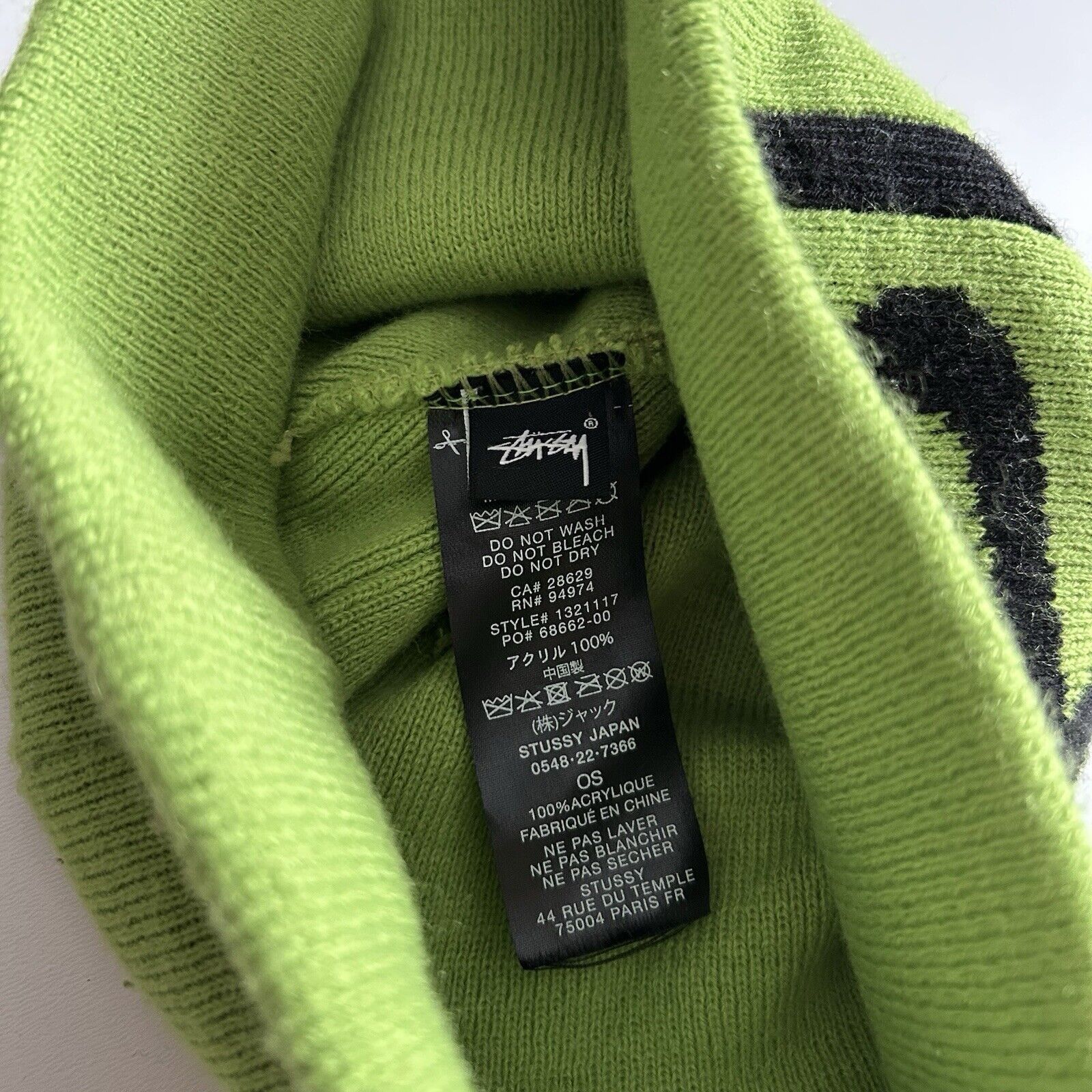 Stussy Stussy SS Link Logo Graphic Skully Beanie Neon Green Rare Size ONE SIZE - 6 Thumbnail