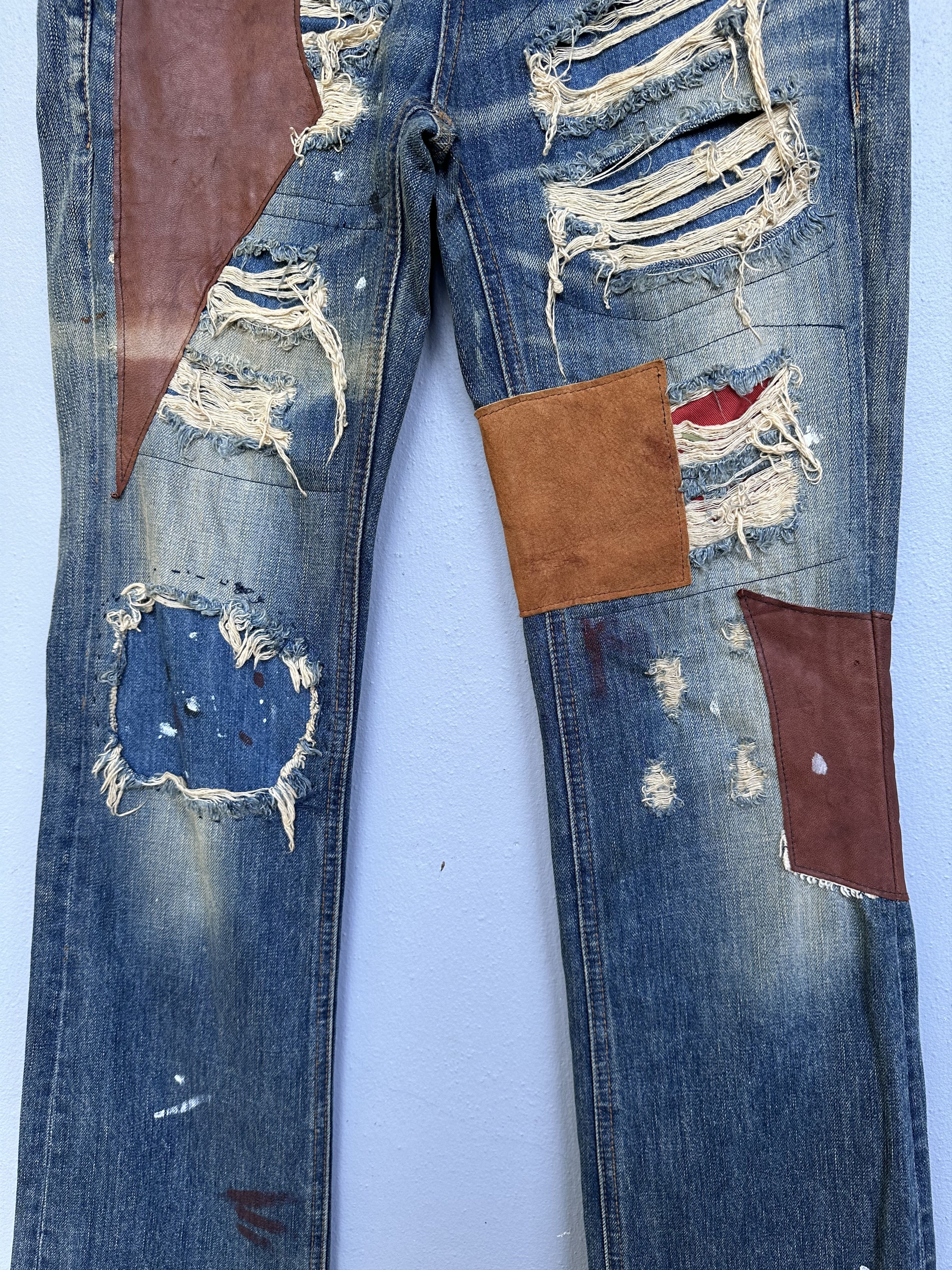 Japanese Brand Vtg Japanese Brand Bonds & Peace Rips Patchwork Denim Jeans Size US 31 - 8 Thumbnail