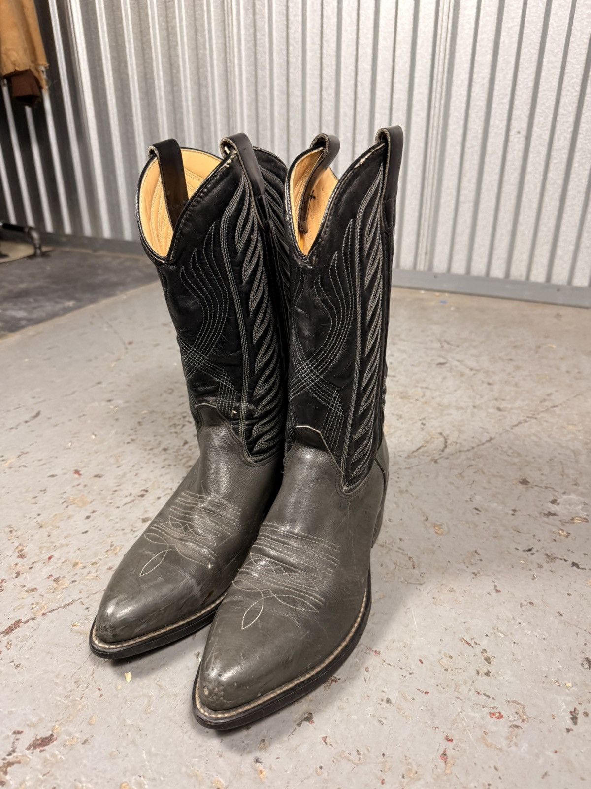 Other 90s Vintage Classic Black And Grey Cowboy Boots Size US 9.5 / EU 42-43 - 5 Thumbnail