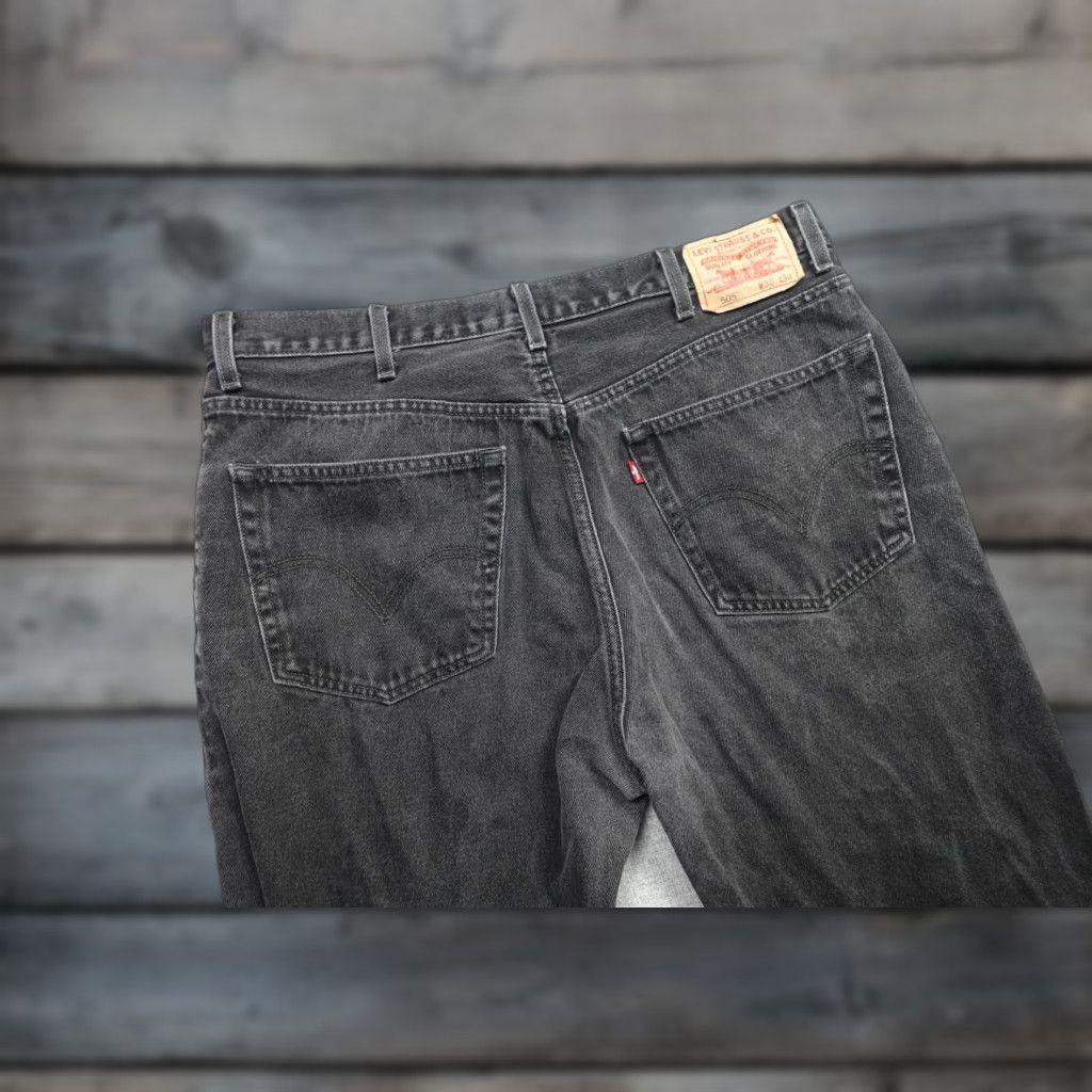 Levi's Levi’s 505 Jeans Mens Regular Fit Black Charcoal Wash Denim Straight Leg 38x34 Cotton Zip Pocket Leather Patch Red Tab Size US 38 / EU 54 - 1 Thumbnail