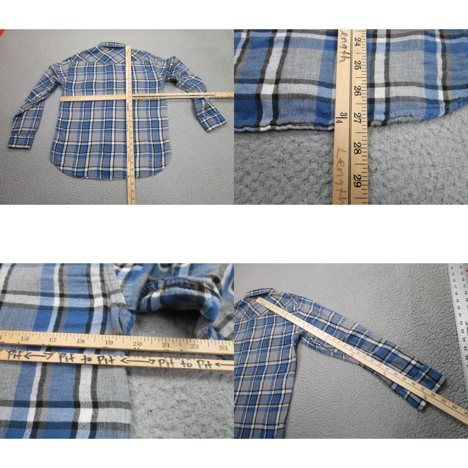 Lucky Brand Lucky Brand Shirt Mens Medium Blue Gray Plaid Classic Fit Snap Front Western Size US M / EU 48-50 / 2 - 8 Thumbnail