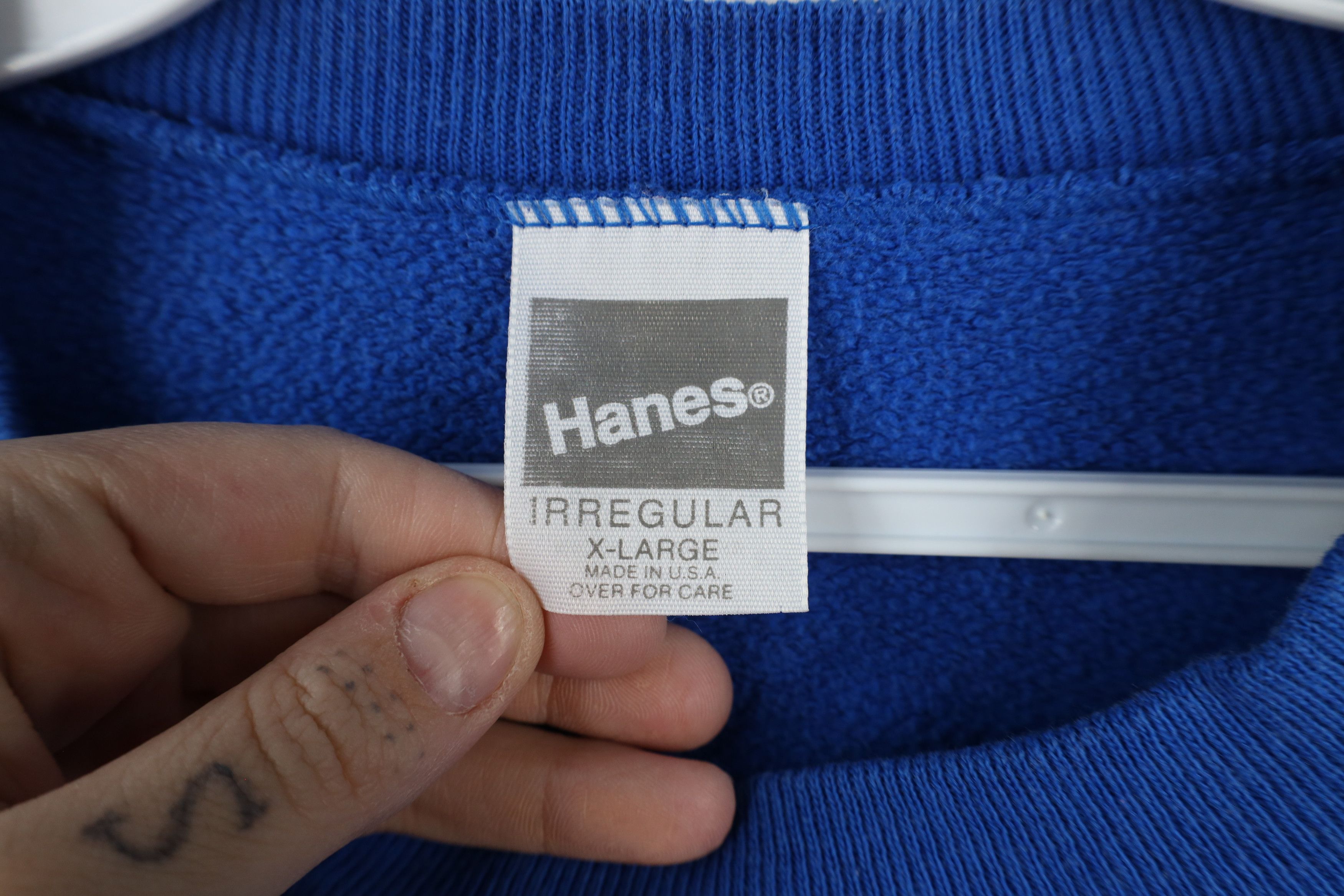 Hanes × Vintage Vintage 80s 90s Hanes Crewneck Sweatshirt Royal Blue USA Size XL / US 12-14 / IT 48-50 - 6 Thumbnail