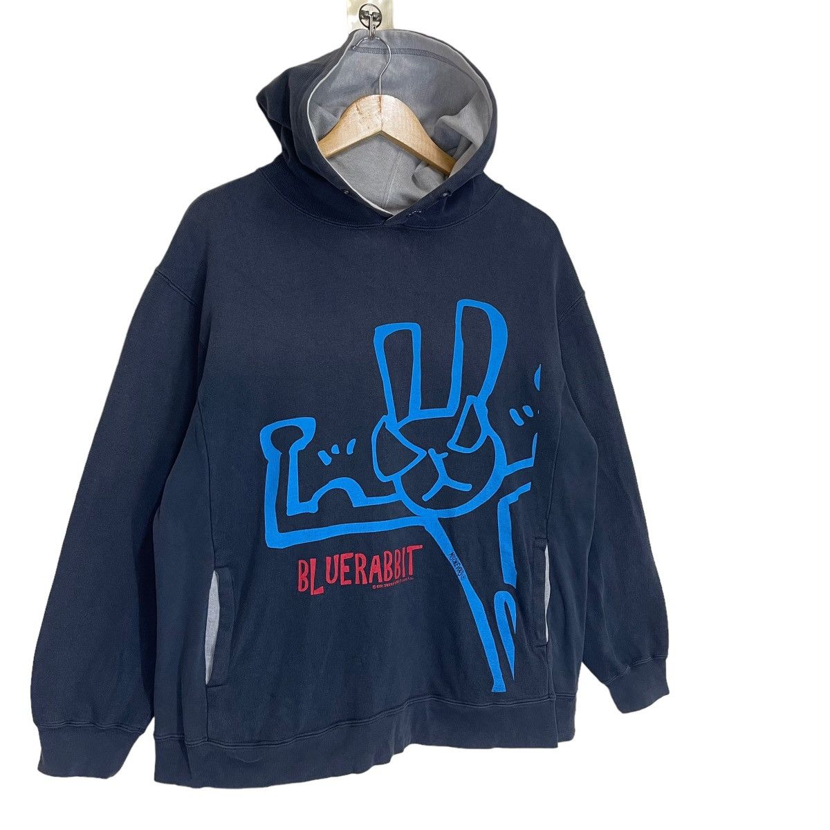 Other Vintage 90s Mischievous Blue Rabbit Big Logo Hoodies Size US L / EU 52-54 / 3 - 2 Thumbnail