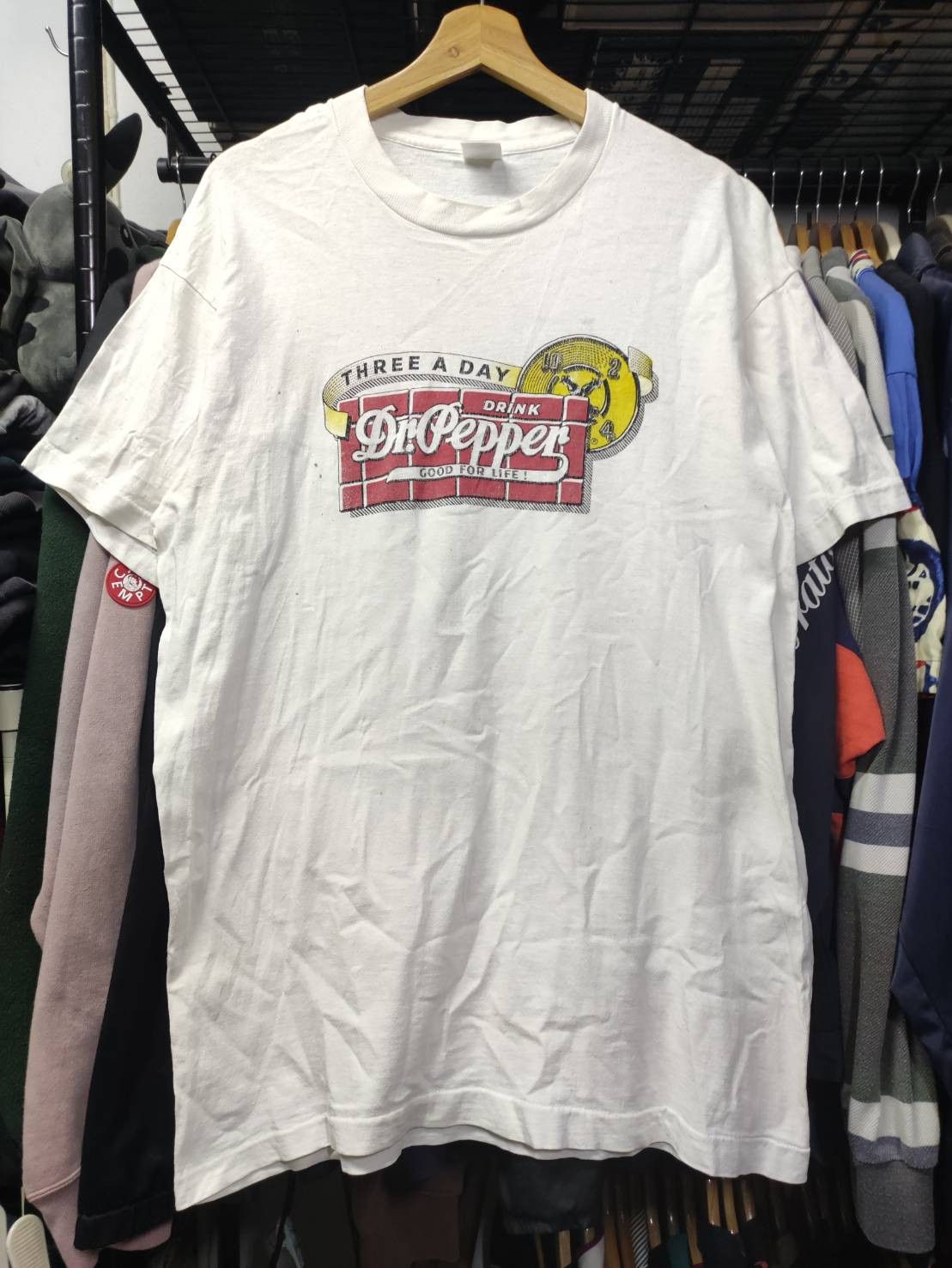 Vintage Vtg 90's Dr. Pepper "Three A Day" Single Stitch USA T-Shirt Size US L / EU 52-54 / 3 - 2 Thumbnail