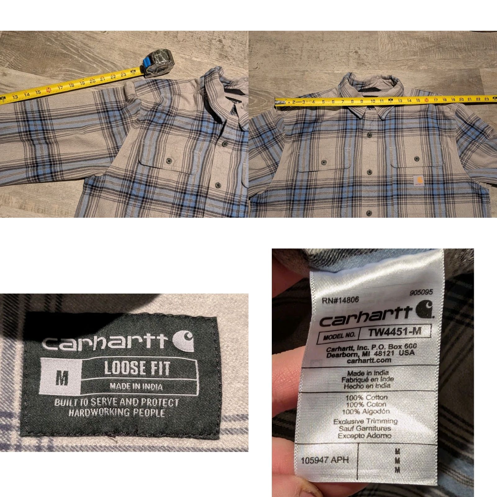 Carhartt VINTAGE Carhartt Loose Fit Heavyweight Flannel Mens L/S Shirt M Plaid Blue Gray 105947 Size US M / EU 48-50 / 2 - 8 Thumbnail