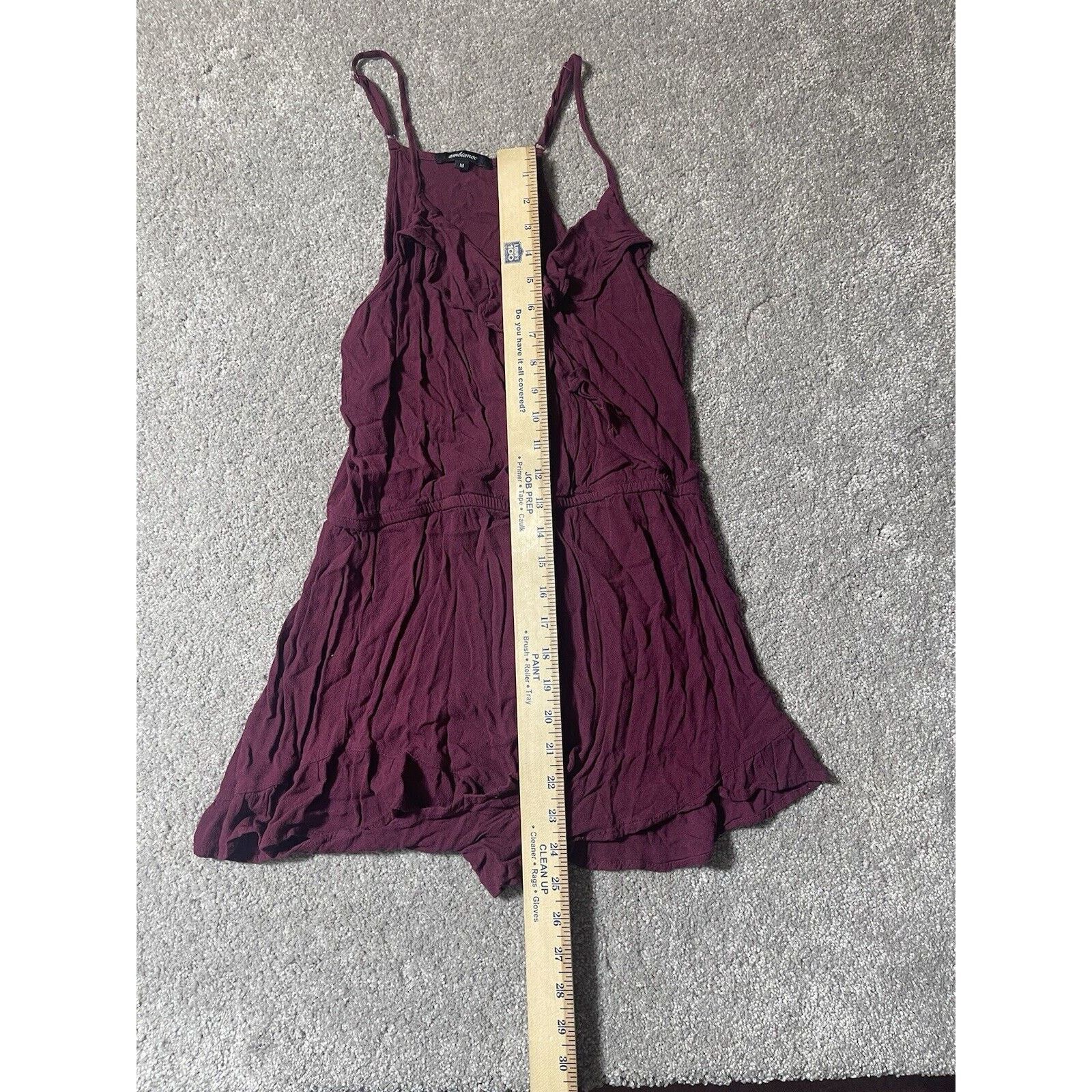 Other 90's Romper Womens M Maroon Ruffled Rayon Boho Whimsigoth Size 26" / US 2 / IT 38 - 6 Thumbnail