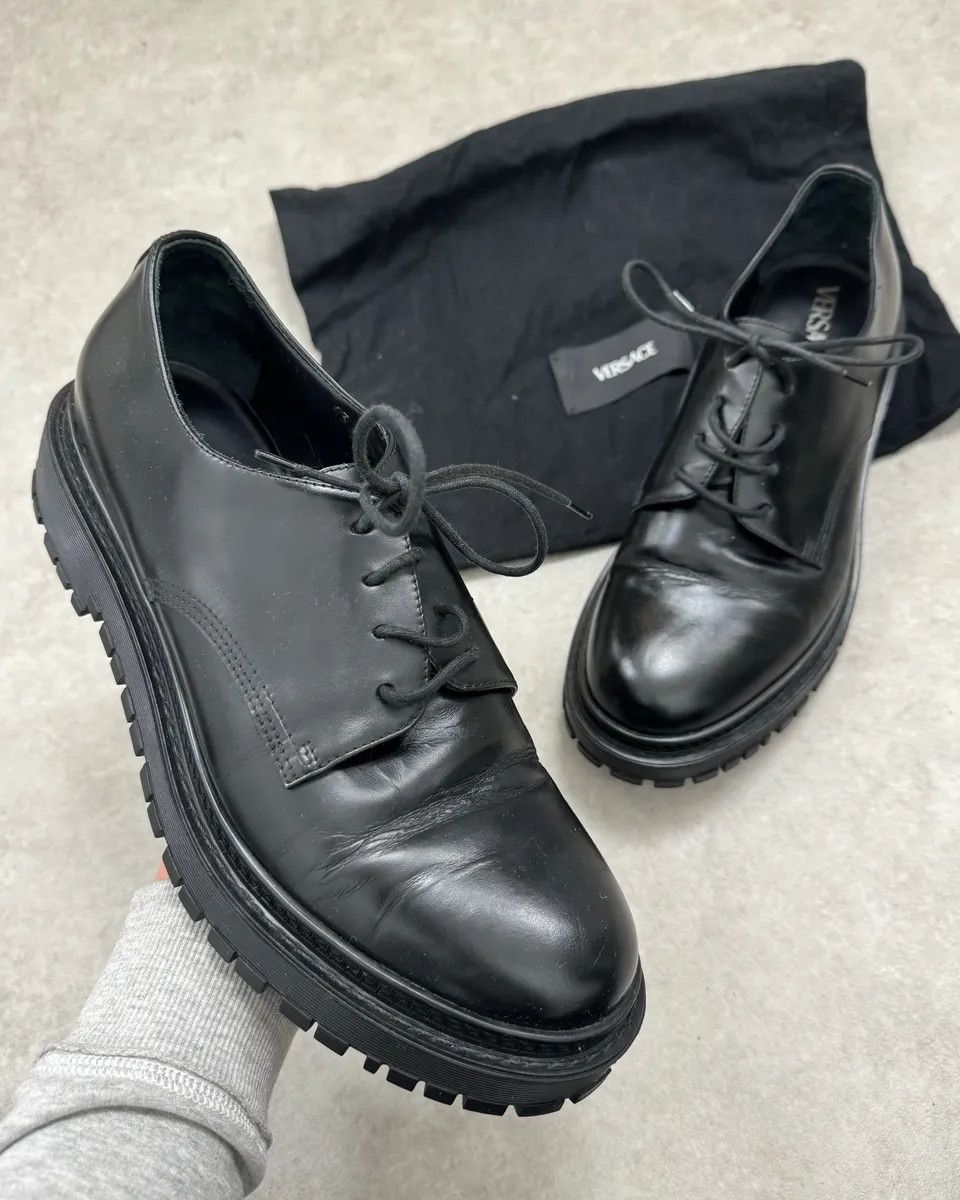 Versace 2000s Versace Black Leather Oxford Derby Boots Size US 10 / EU 43 - 1 Thumbnail