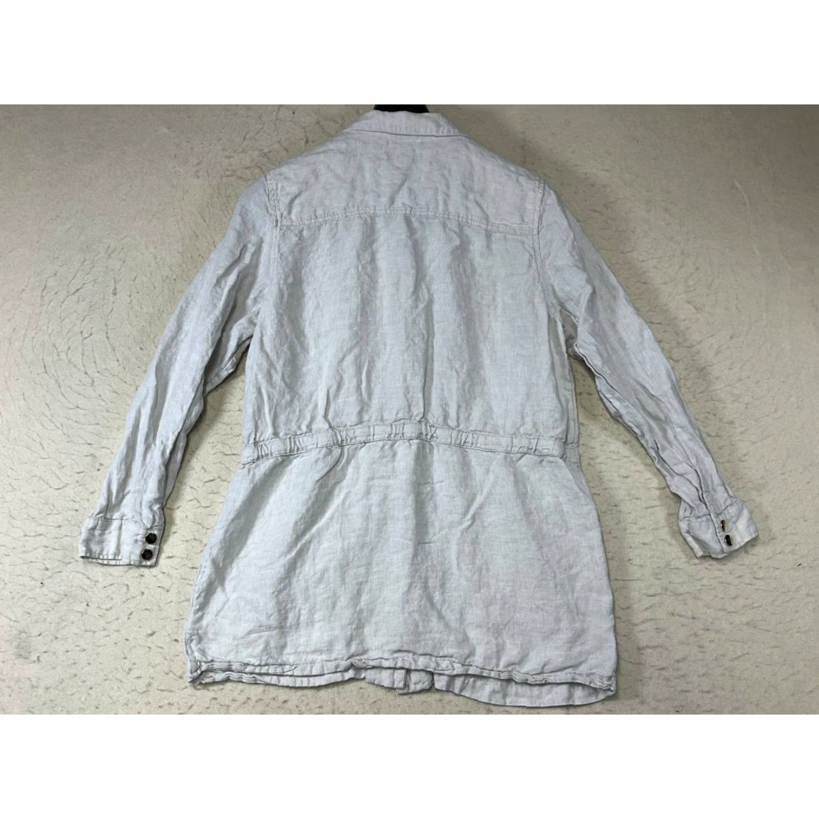 Jones New York Jones New York Jacket Women M Beige Linen Gold Snaps Drawstring Waist Pockets Mid-Length Size M / US 6-8 / IT 42-44 - 2 Thumbnail