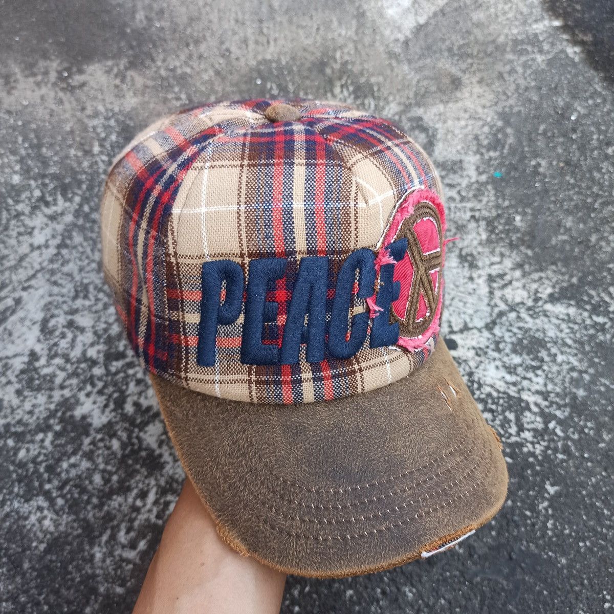 14th Addiction SICK,, peace hat grunge distressed with leather visor Size ONE SIZE - 9 Thumbnail