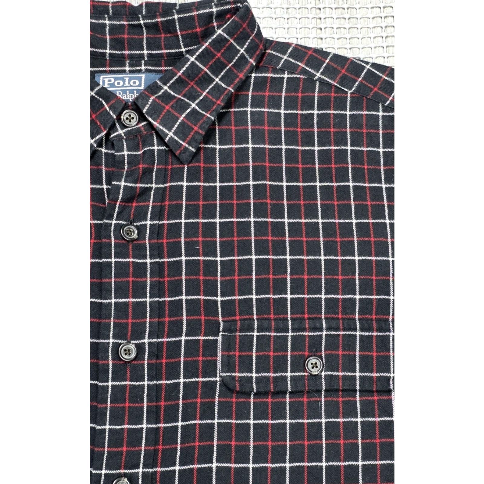 Polo Ralph Lauren Polo Ralph Lauren Shirt Men L Black Plaid Flannel Work Shirt Long Sleeve Button-Up Size US L / EU 52-54 / 3 - 3 Thumbnail