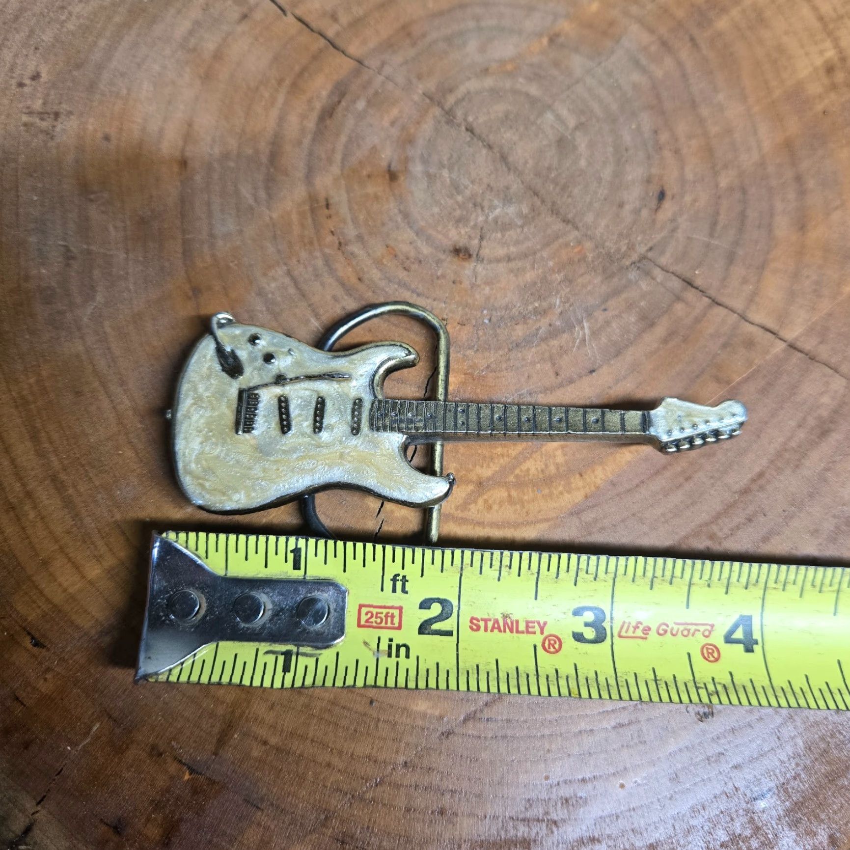 Vintage White Belt Buckle Guitar For Leather Metal Men's Buckle Size ONE SIZE - 4 Thumbnail