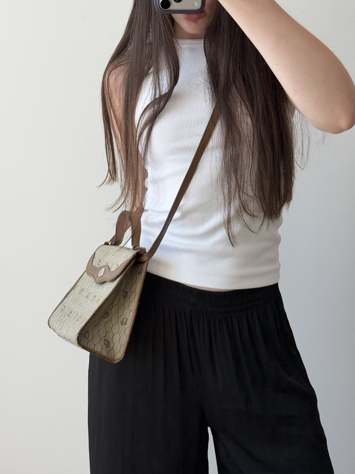 Dior Christian Dior France Vintage Honeycomb Canvas Leather Bag Size ONE SIZE - 6 Thumbnail