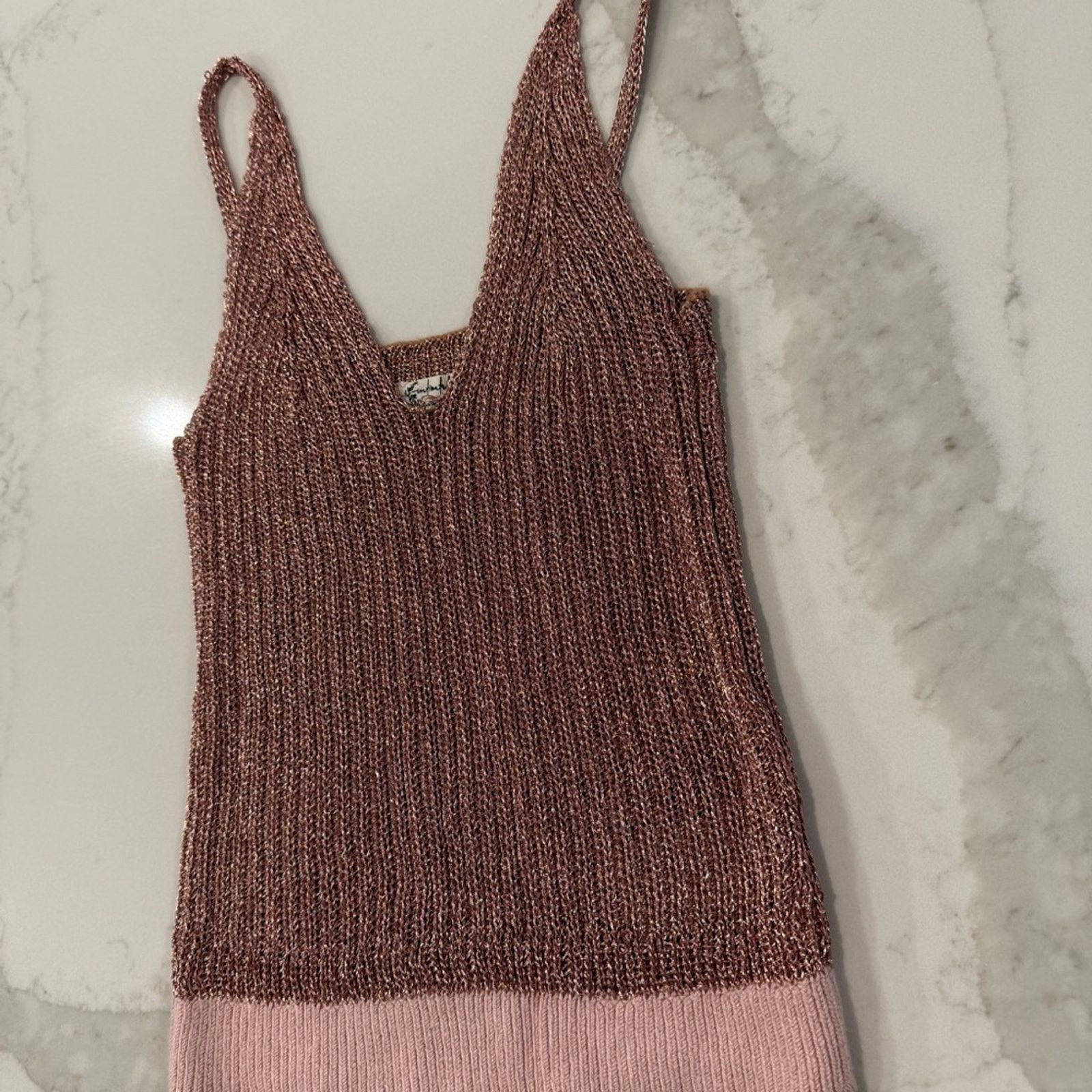 Free People Intimately Free People Rose Metallic Knit Bodysuit Womens XS Size XS / US 0-2 / IT 36-38 - 4 Thumbnail
