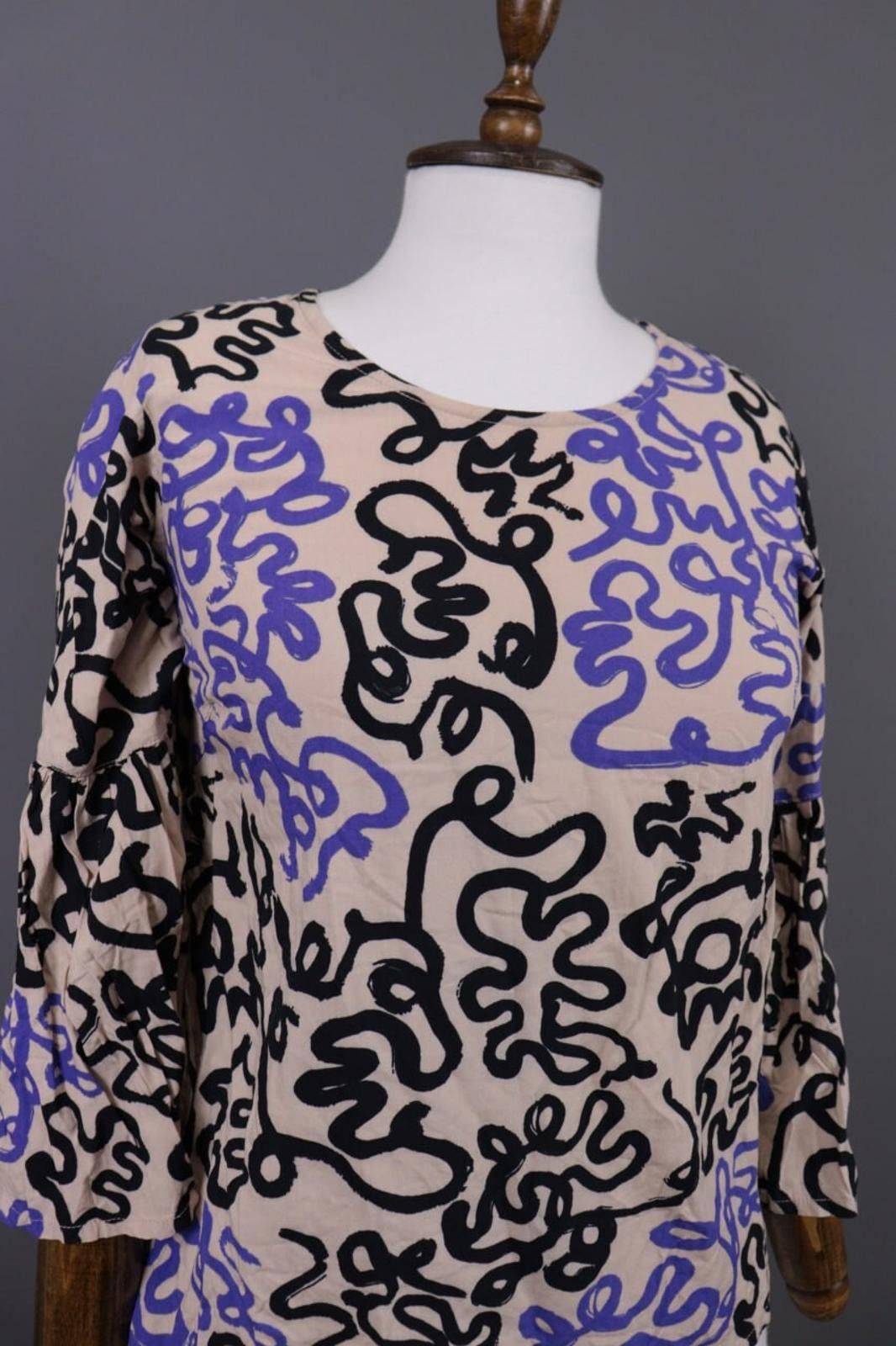 Designer Bitte Kai Rand Beige Abstract Graffiti Crew Sweater Size XS Size XS / US 0-2 / IT 36-38 - 5 Thumbnail