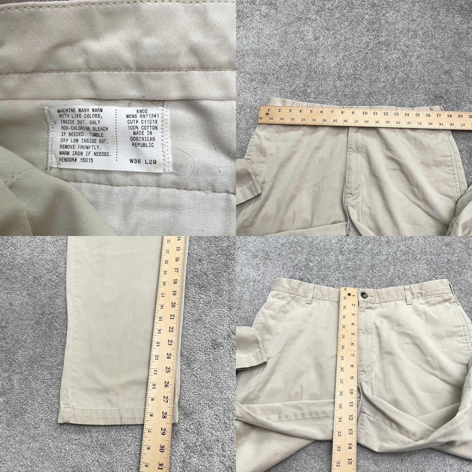 Vintage L.L. Bean Classic Fit Khaki Pants Mens 36x29 Beige Straight Leg 90s Y2K Size US 36 / EU 52 - 8 Thumbnail