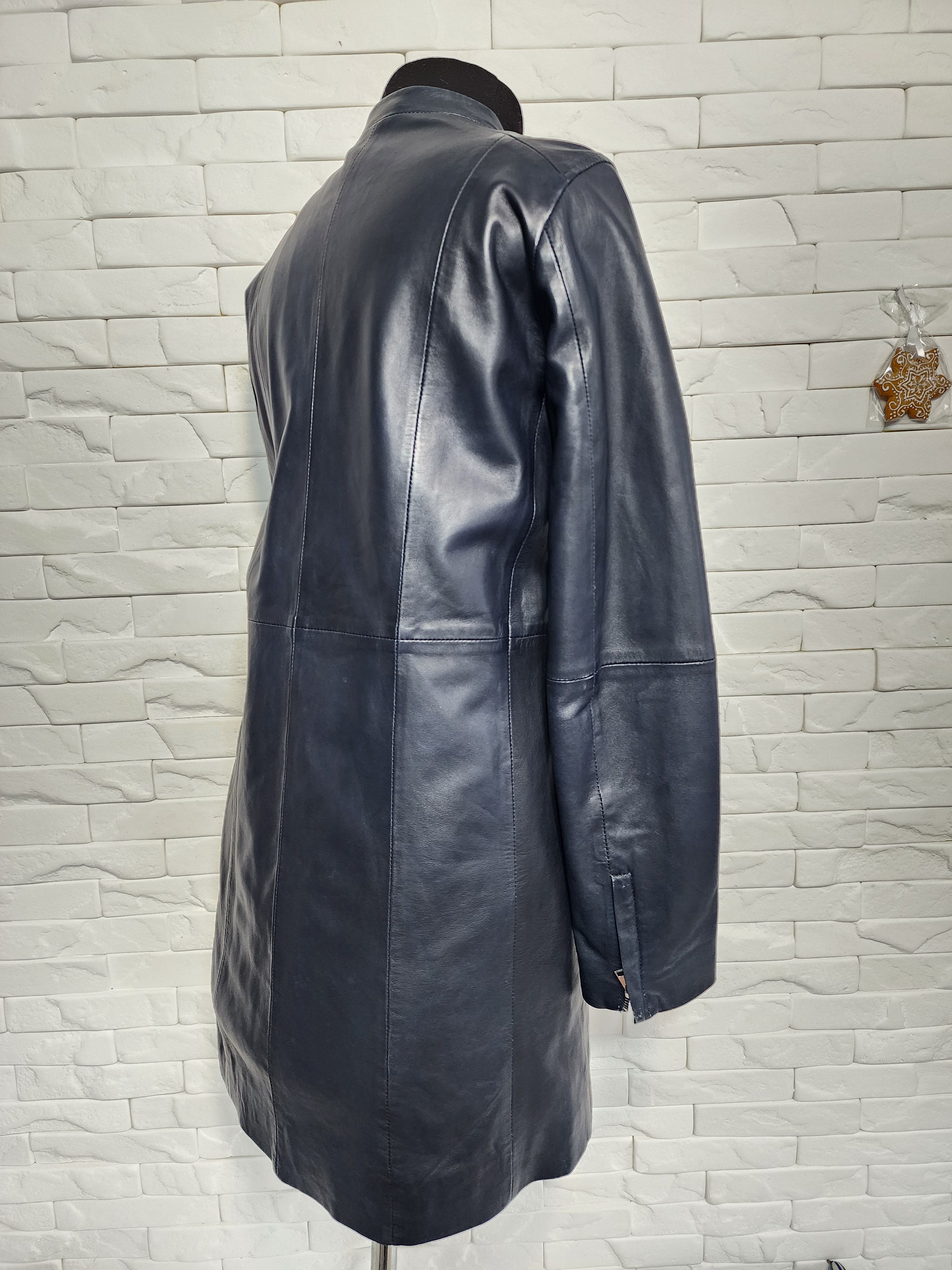 Other Blue Leather Jacket, Metal Zipper, Women's Size Size M / US 6-8 / IT 42-44 - 5 Thumbnail