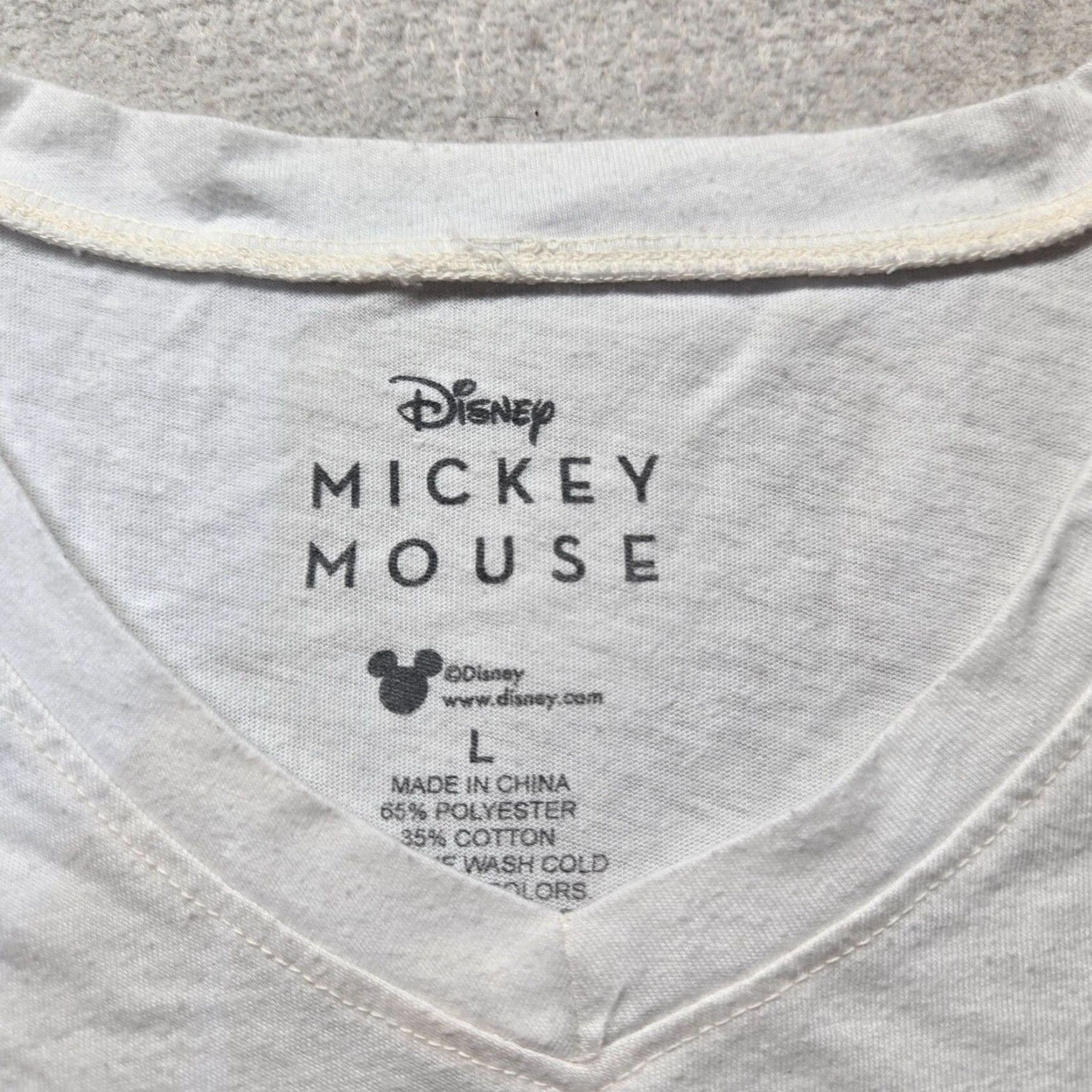 Disney Disney Mickey Mouse Women's T-Shirt L White Short Sleeve V-Neck Cartoon Logo 2020s Size L / US 10 / IT 46 - 3 Thumbnail