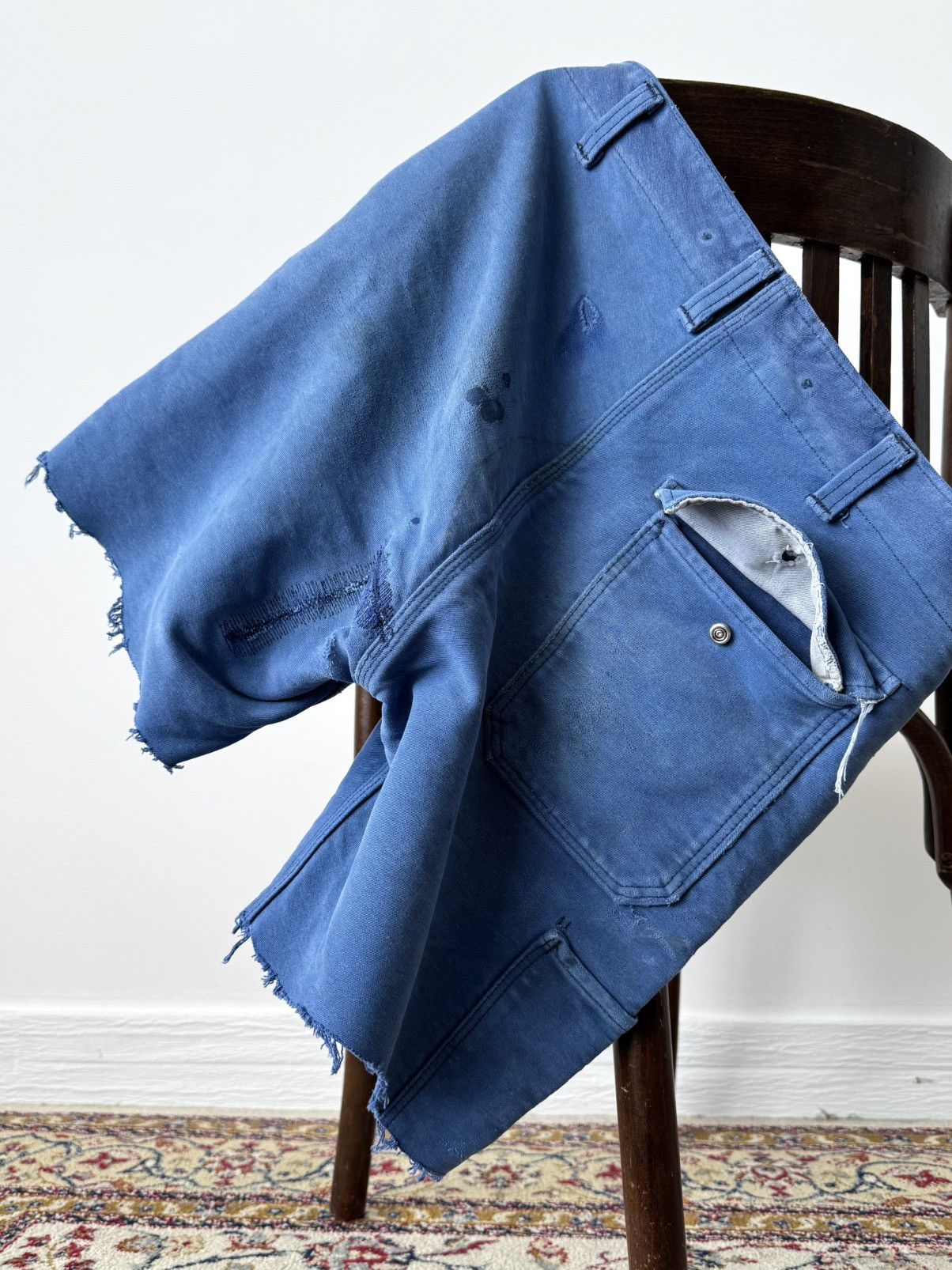 Vetra 1970s Vintage French Workwear Sanfor Thrashed Heavy Shorts Size US 30 / EU 46 - 7 Thumbnail