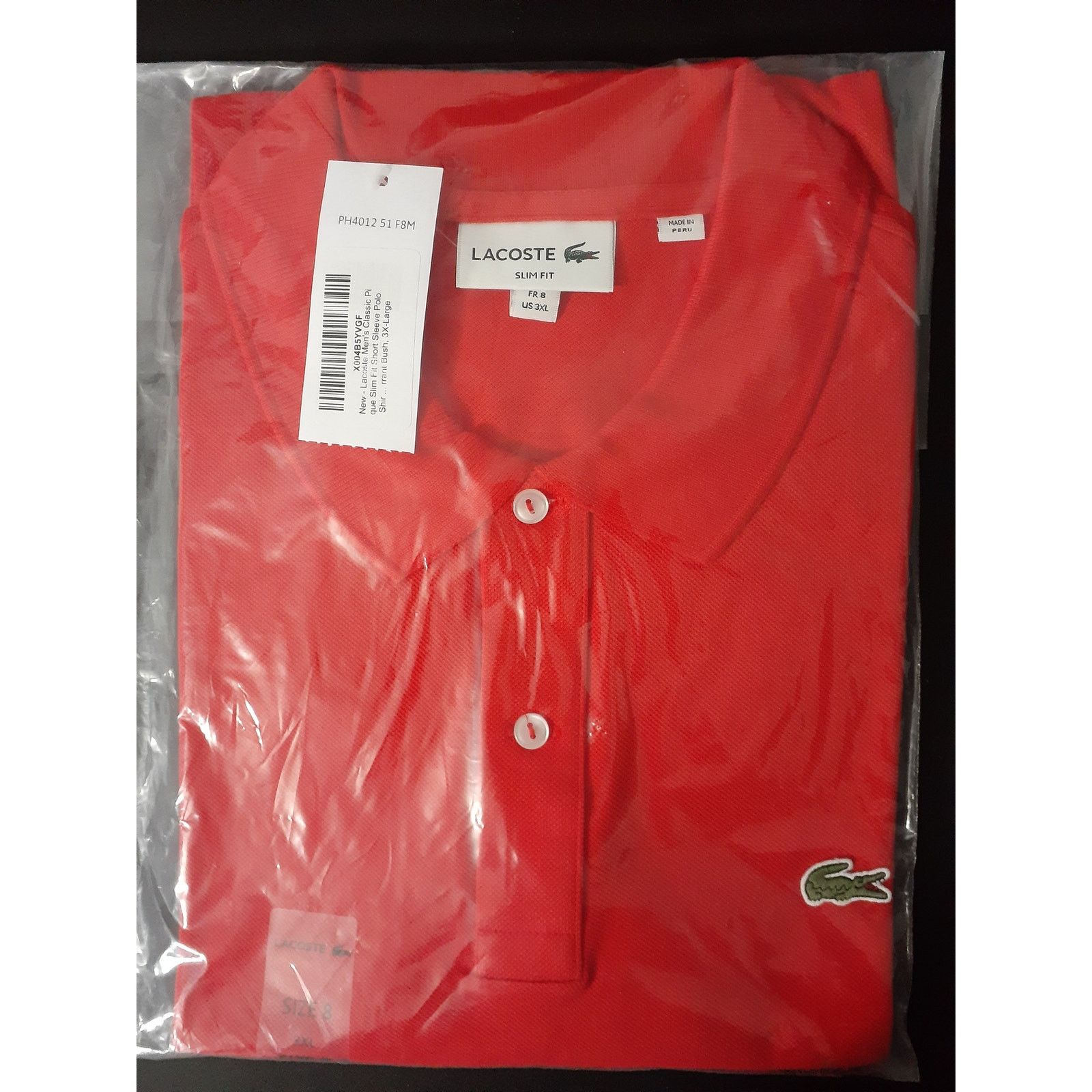 Lacoste Lacoste Men's Short Sleeve Classic Pique Polo Shirt Red 3XL Size US XXL / EU 58 / 5 - 2 Thumbnail