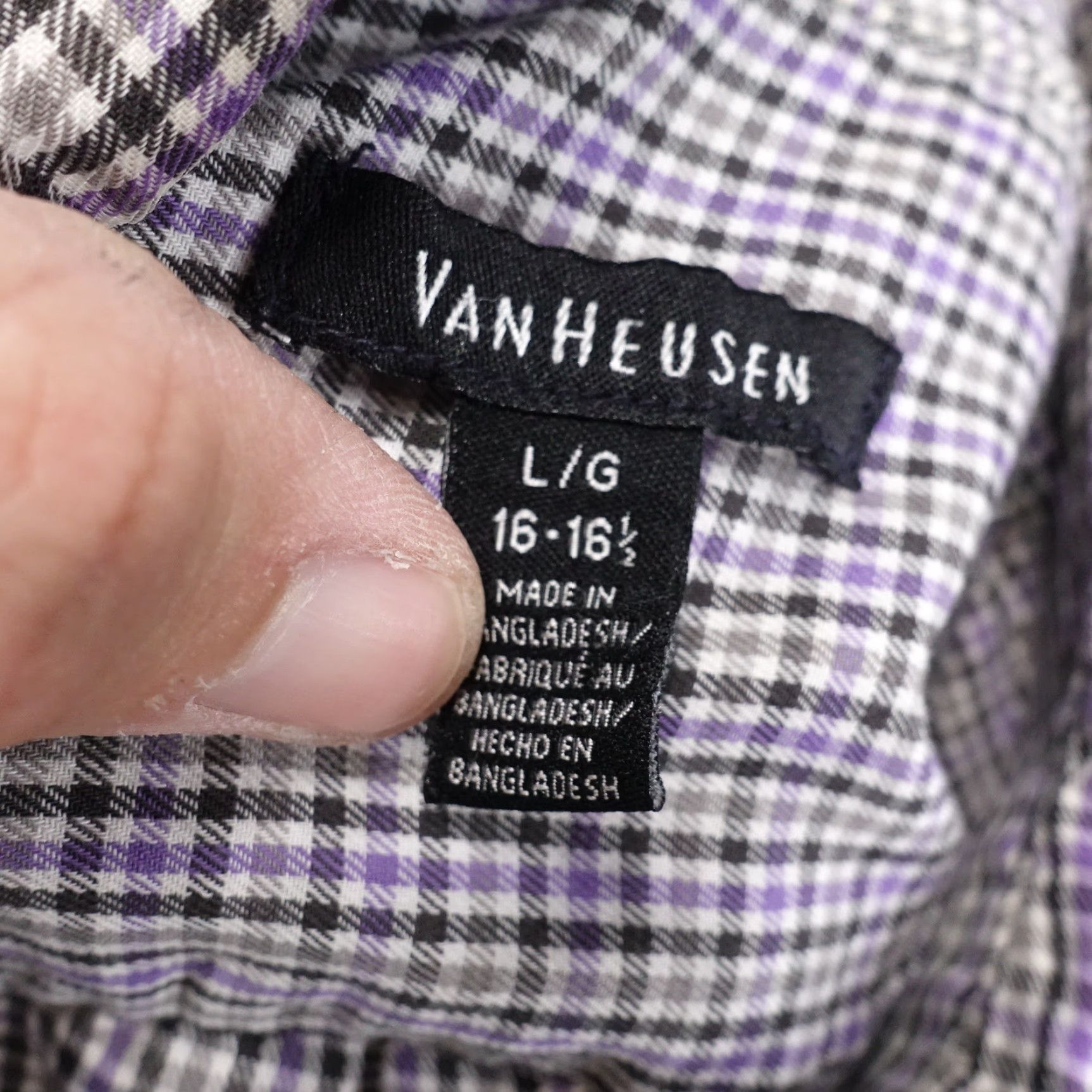 Van Heusen VAN HEUSEN Check Button-Up Shirt Long Sleeve Purple Multicolor Men's L 16-16.5 Size US L / EU 52-54 / 3 - 7 Thumbnail
