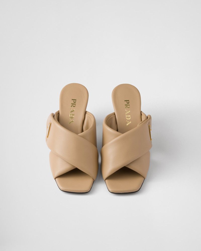 Prada o1B3y1r0526 Padded Nappa Leather Sandals in Beige Size US 11 / IT 41 - 3 Thumbnail