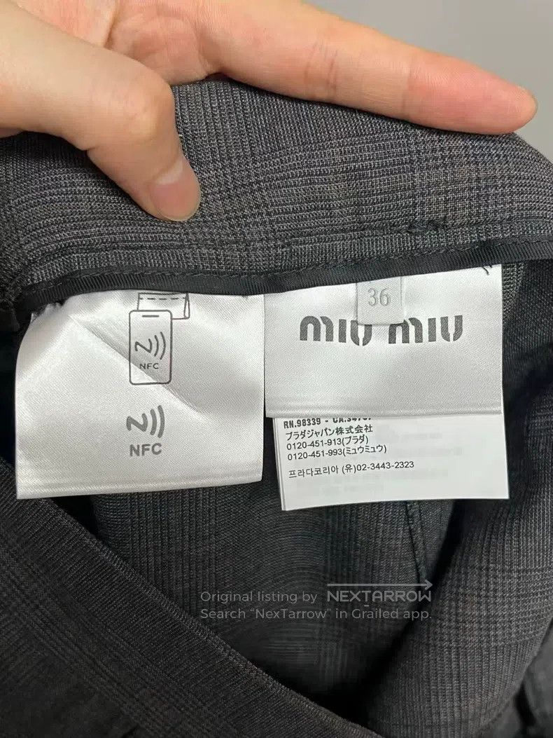Miu Miu Miu Miu 36 Grey plaid skirt Size 35" - 4 Thumbnail