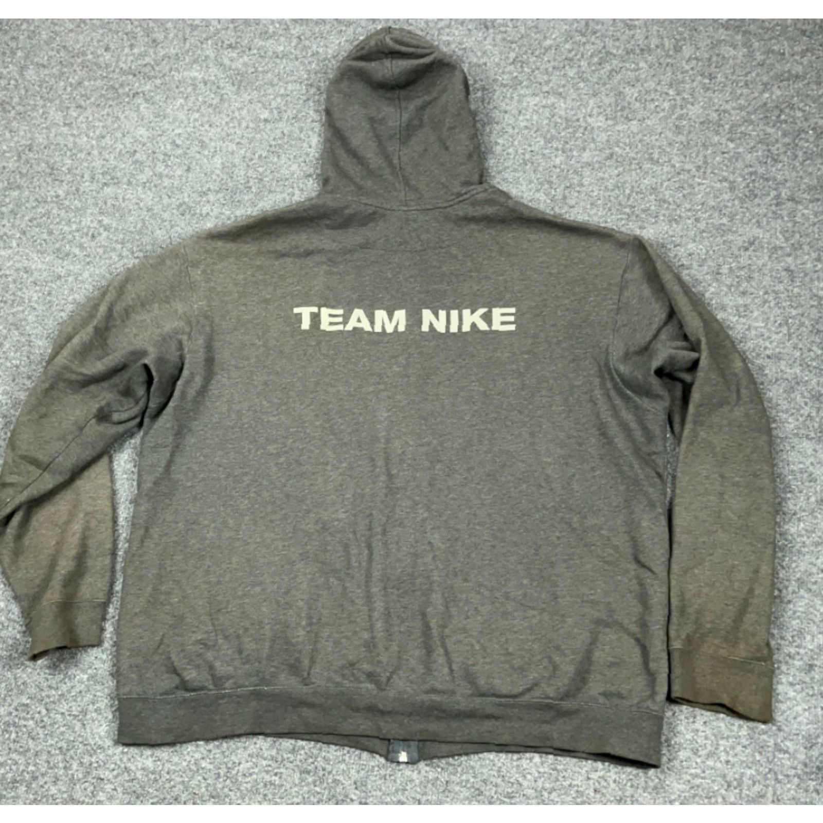 Nike VINTAGE Distressed Nike Sportswear Gray Full Zip Hoodie Sweatshirt Mens 2XL Heavyweight Cotton Blend - 90s Retro Graphic Print Size US XXL / EU 58 / 5 - 2 Thumbnail