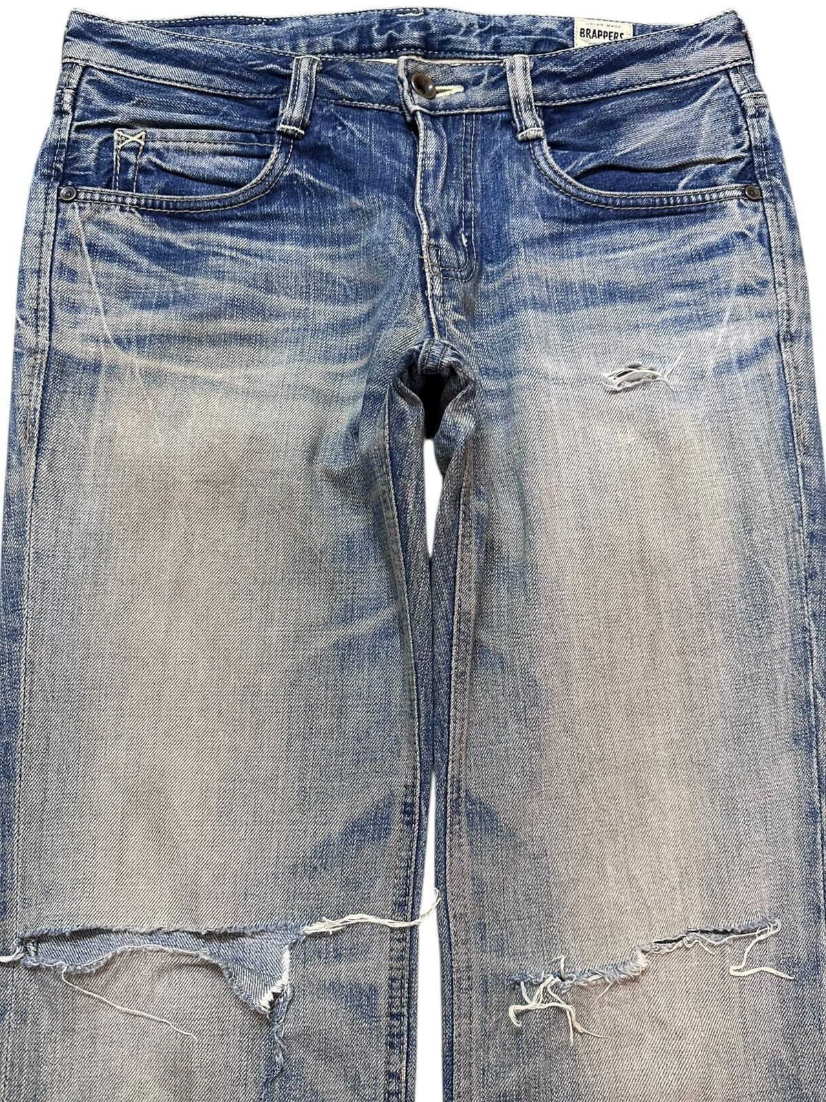 Japanese Brand Vintage Brappers Mudwash Ripped Distressed Denim Size US 31 - 2 Thumbnail